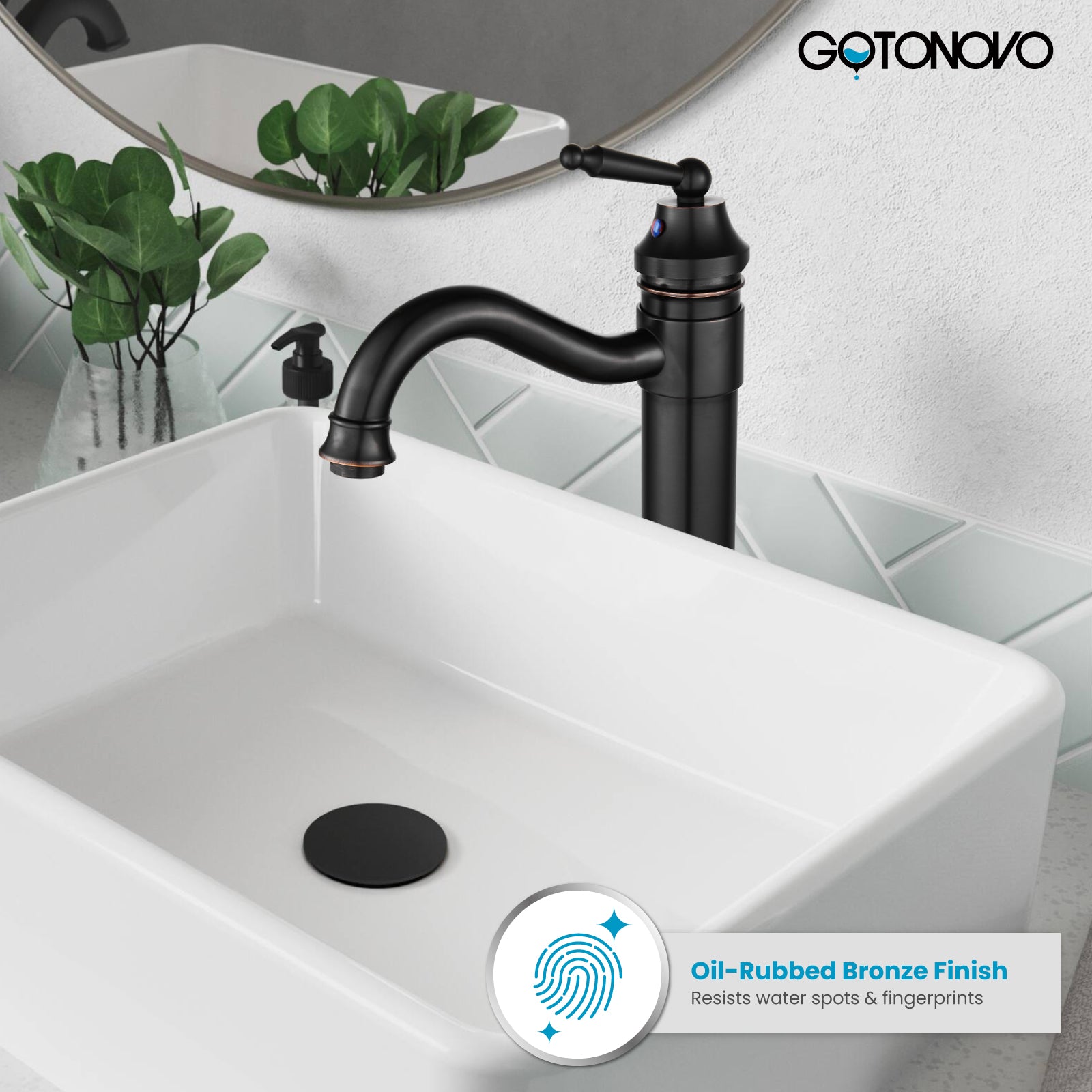 Brass Single Handle Bathroom Sink Faucet Brass Long Reach Bathroom Faucet Mixer Tap with Pop Up Drain Included Hot and Cold Water Hose — thumbnail 3