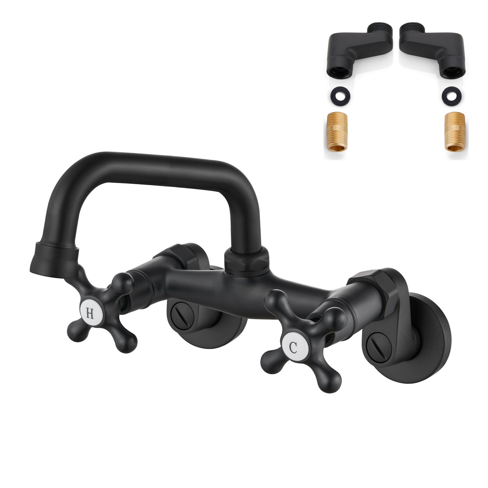 Wall Mount Faucet 6 Inch Center Kitchen Sink Taps 2 Cross Knobs Handle Victorian Commercial