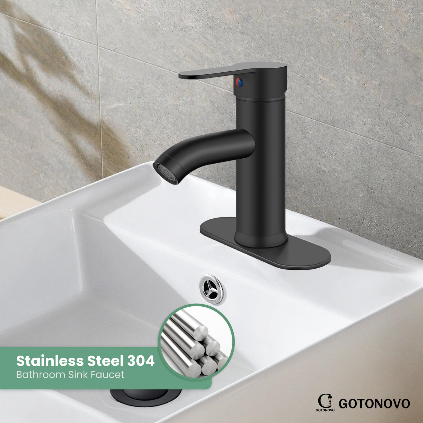 gotonovo Bathroom Vessel Sink Faucet Single Handle Lavatory Vanity Deck Mount Sink Tap with Pop Up Drain( Tall Type& Short Type) — thumbnail 3