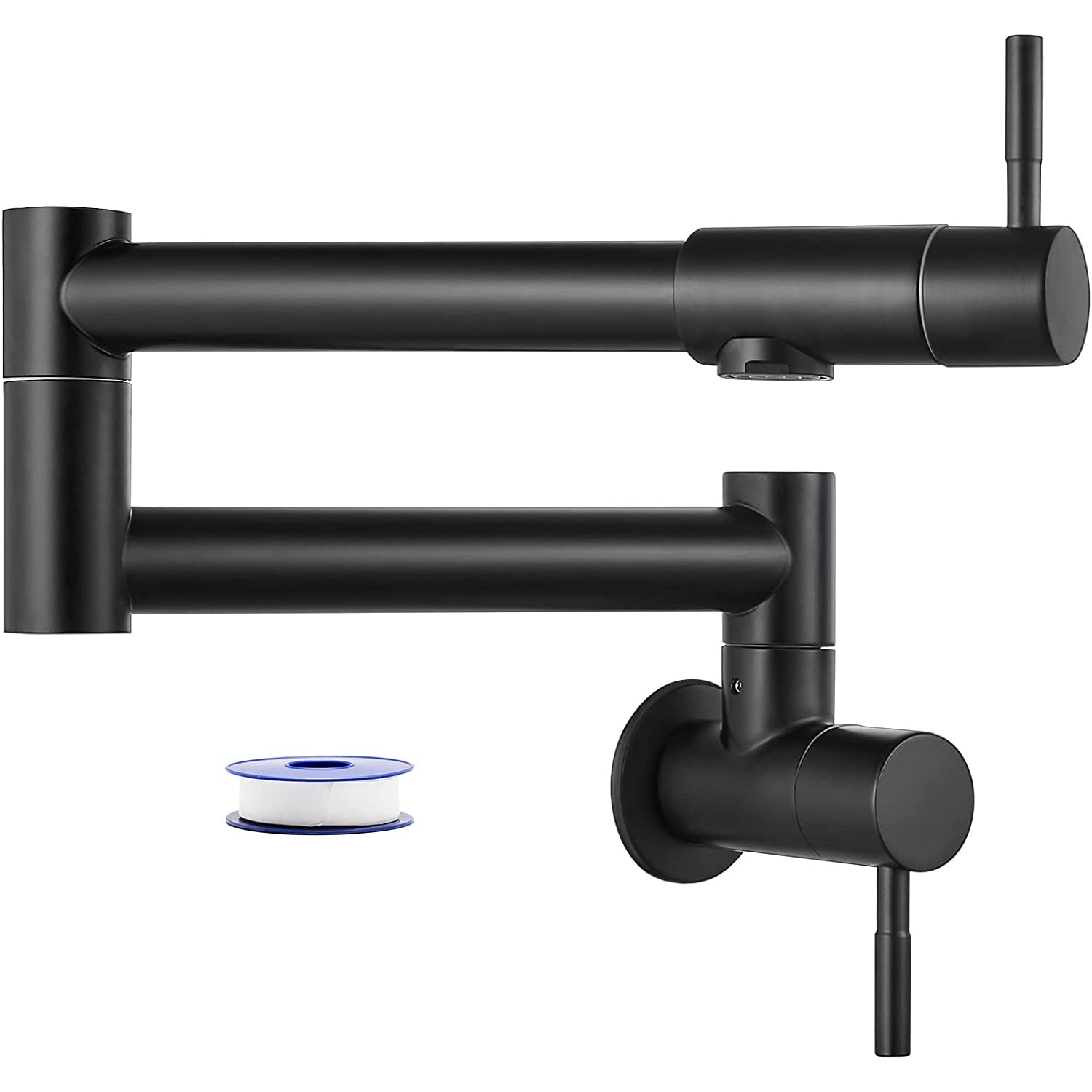 gotonovo Pot Filler Faucet Folding Stretchable Wall Mount Kitchen Restaurant Sink Faucet SUS304 Stainless Steel with Double Joint Swing Arm Single Hole Two Handles Commercial NPT