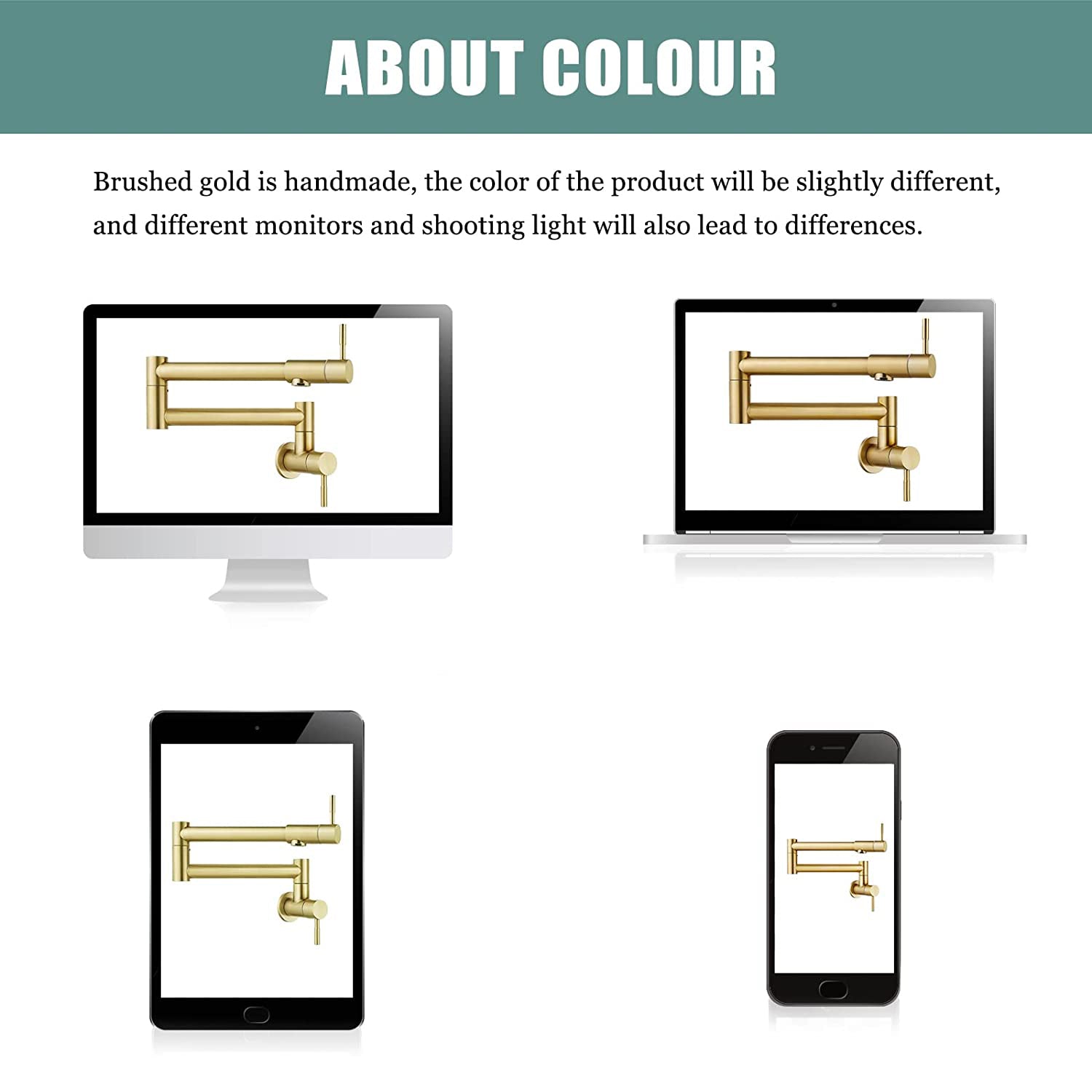 gotonovo Pot Filler Faucet Folding Stretchable Wall Mount Kitchen Restaurant Sink Faucet SUS304 Stainless Steel with Double Joint Swing Arm Single Hole Two Handles Commercial NPT — thumbnail 3