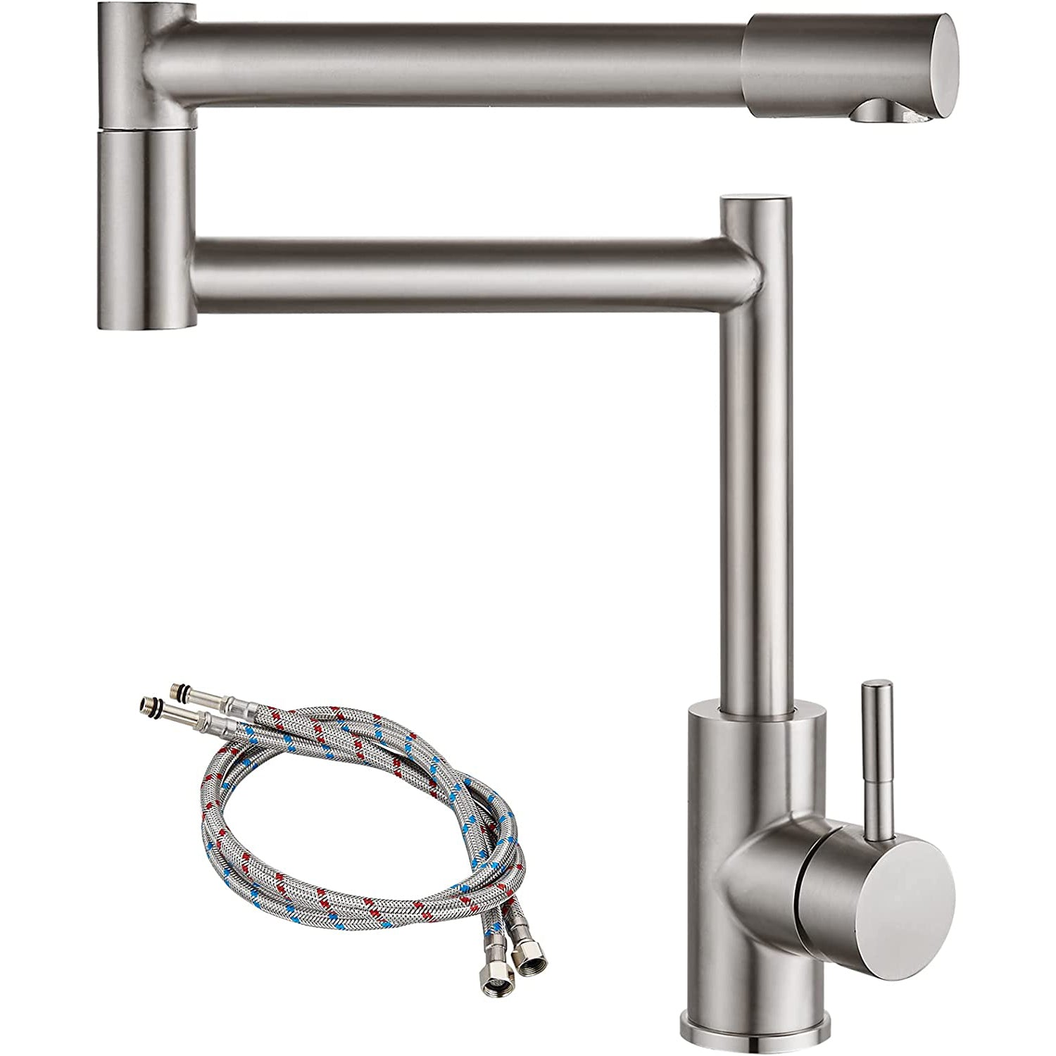 gotonovo Pot Filler Faucet Deck Mounted Single Handle Double Joints Free Rotating Modern Deck Mounted Countertop Retractable Commercial Kitchen Sink Faucet Stainless Steel