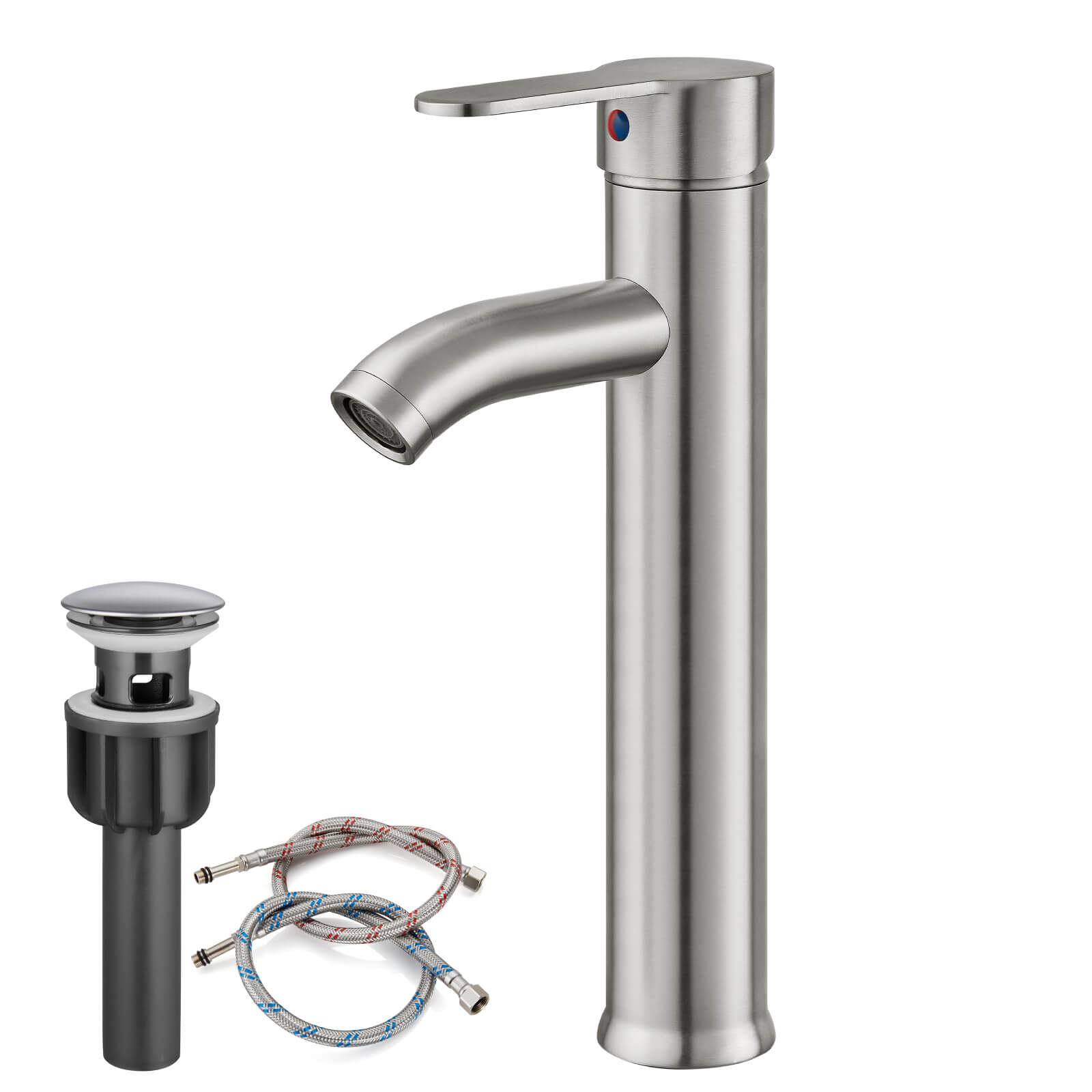 gotonovo Bathroom Sink Faucet 1 Handle Single Hole Deck Mount Tall type Faucet with Pop Up Drain Combo