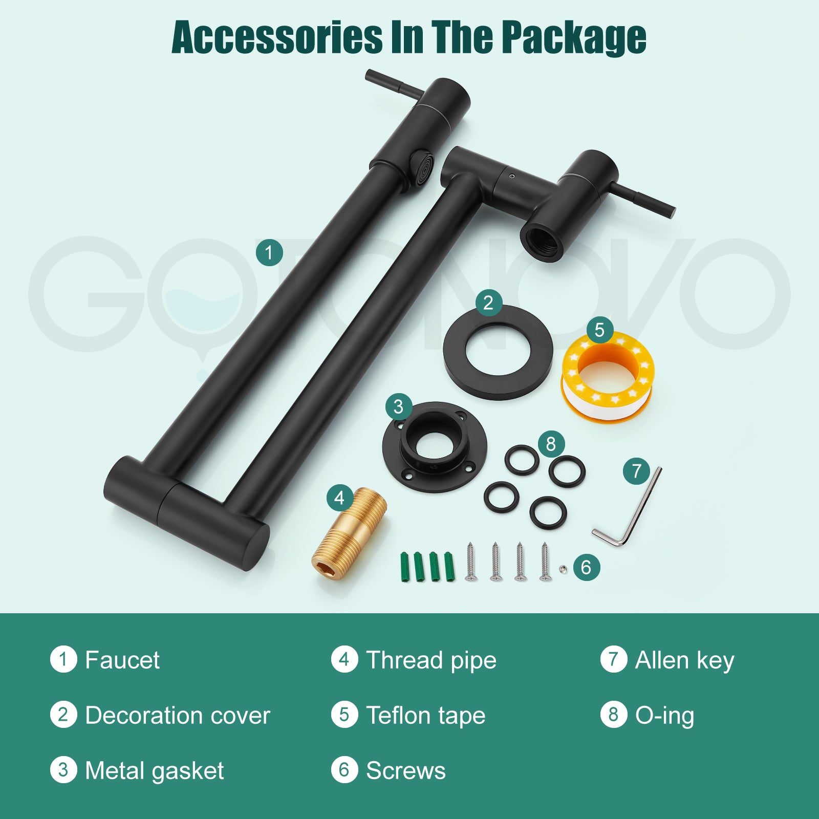 gotonovo Pot Filler 24" Wall Mount Folding Stretchable Kitchen Restaurant Faucet Stainless Steel Potfiller with Double Joint Swing Arm Single Hole Two Handles 1/2NPT Male — thumbnail 2