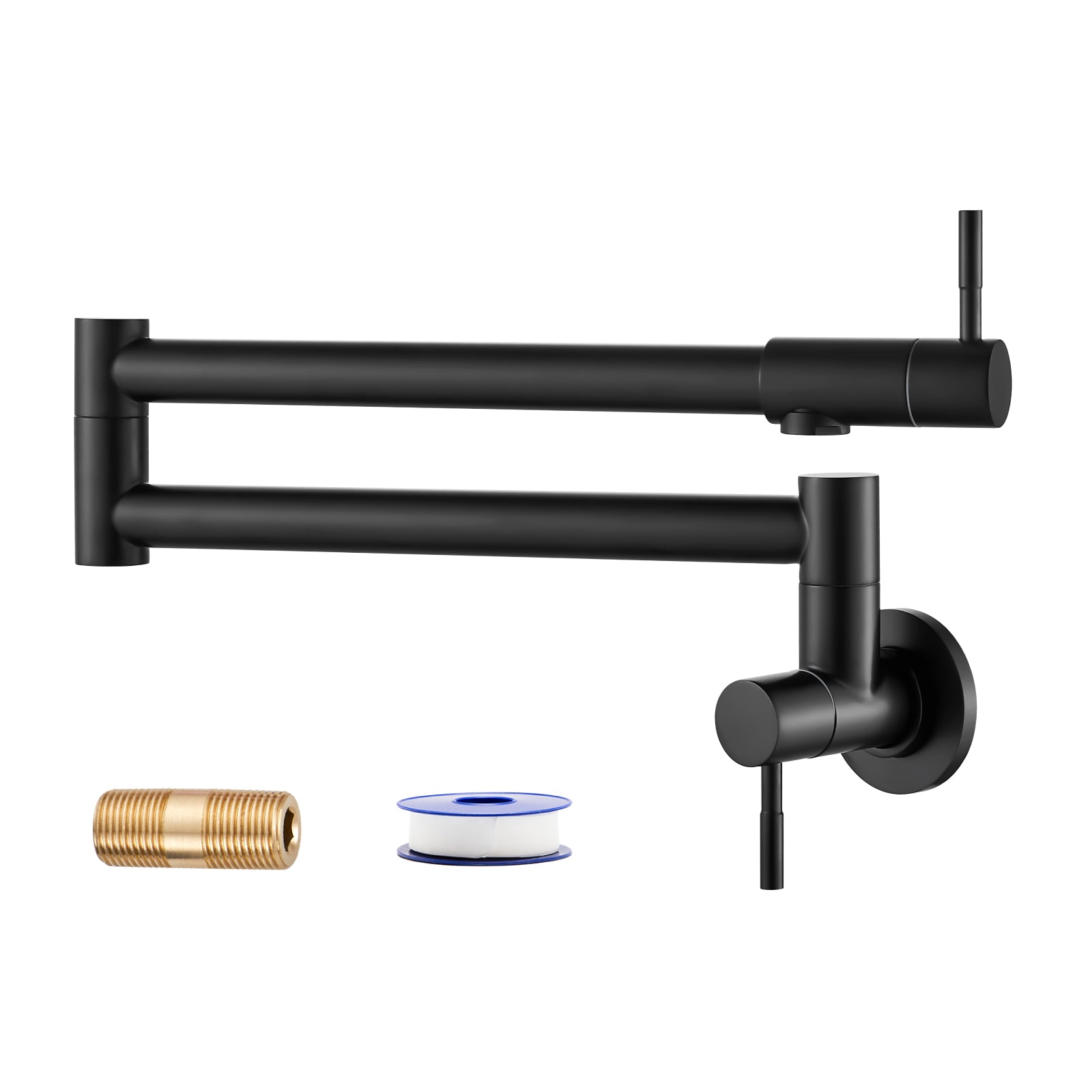 gotonovo Pot Filler 24" Wall Mount Folding Stretchable Kitchen Restaurant Faucet Stainless Steel Potfiller with Double Joint Swing Arm Single Hole Two Handles 1/2NPT Male — image 1