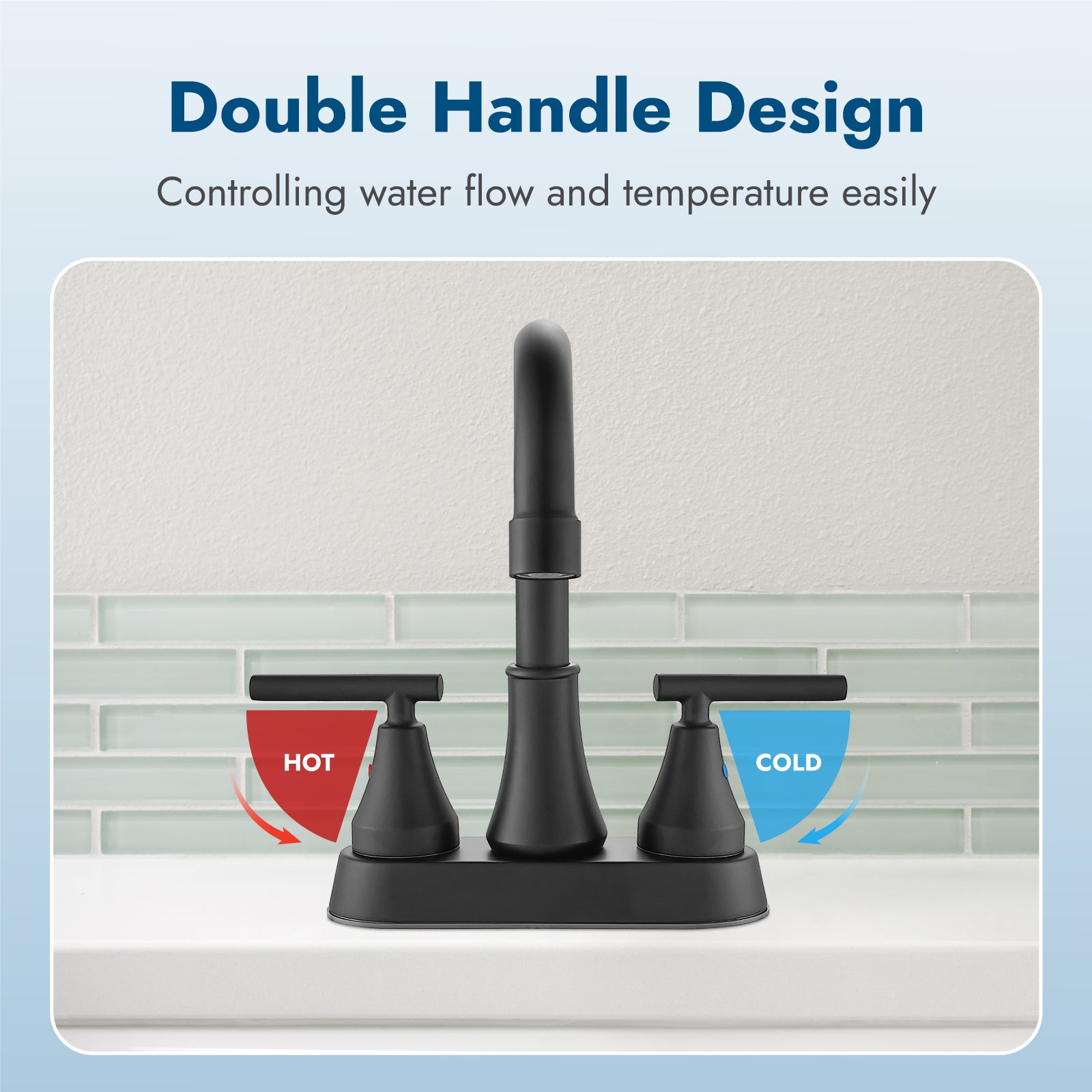 Bathroom Faucets 4 Inch Centerset Bathroom Sink Faucet Deck Mounted Swivel Spout Vanity Lavatory Faucet with Pop-Up Drain 2 Handle Utility Rv Sink Faucet — thumbnail 2