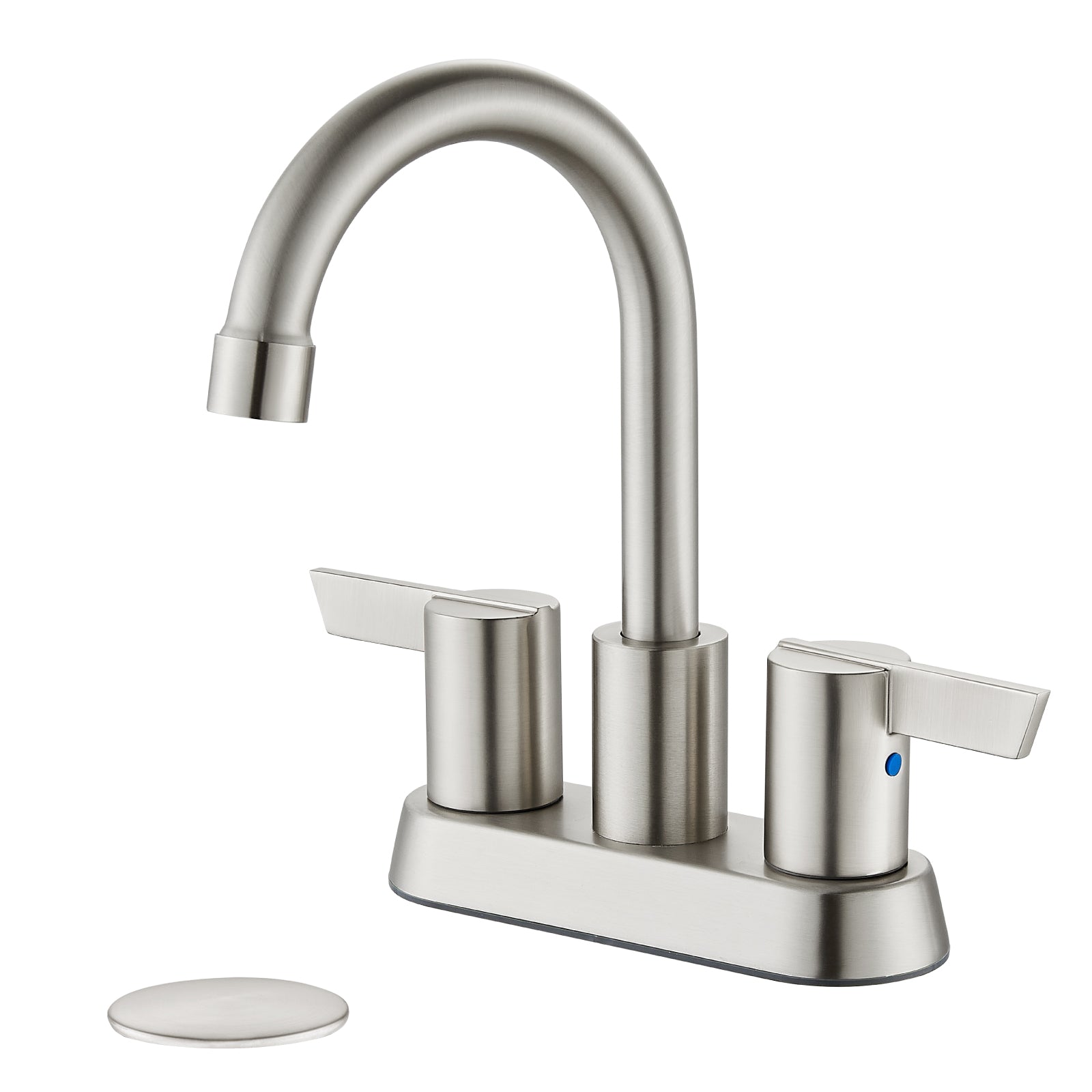 Bathroom Faucet 2 Handle Centerset Bathroom Sink Faucet 4 Inch Bathroom Faucets 360°Swivel Spout Deck Mounted Lavatory Vanity Faucet Mixer Tap with Pop Up Drain — image 1