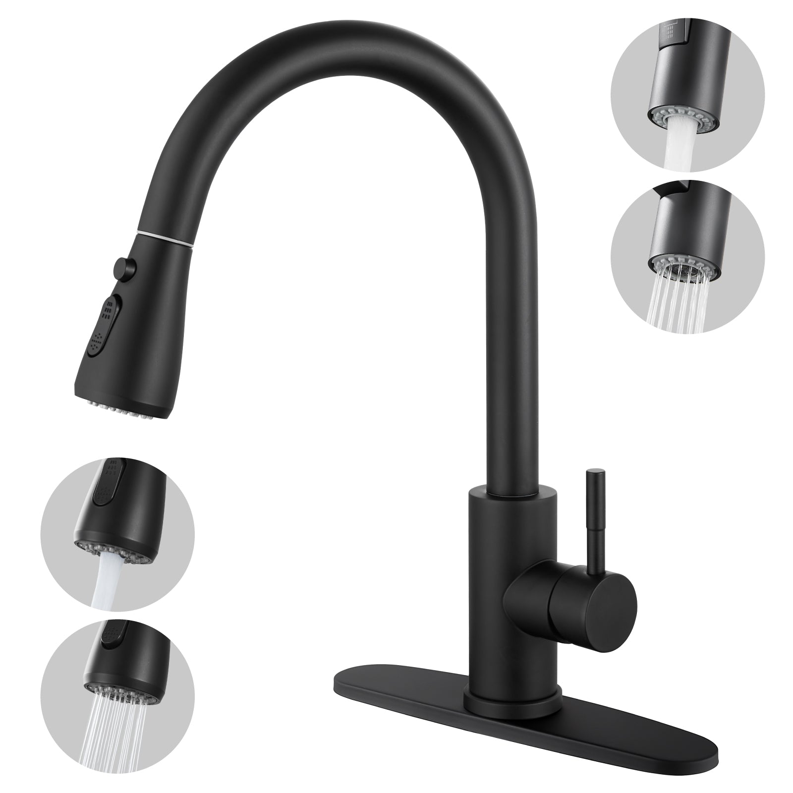 gotonovo Kitchen Faucet with High Arc Pull Out Sprayer Single Handle Stainless Steel Replacement Sprayer,Commercial Modern RV — image 1