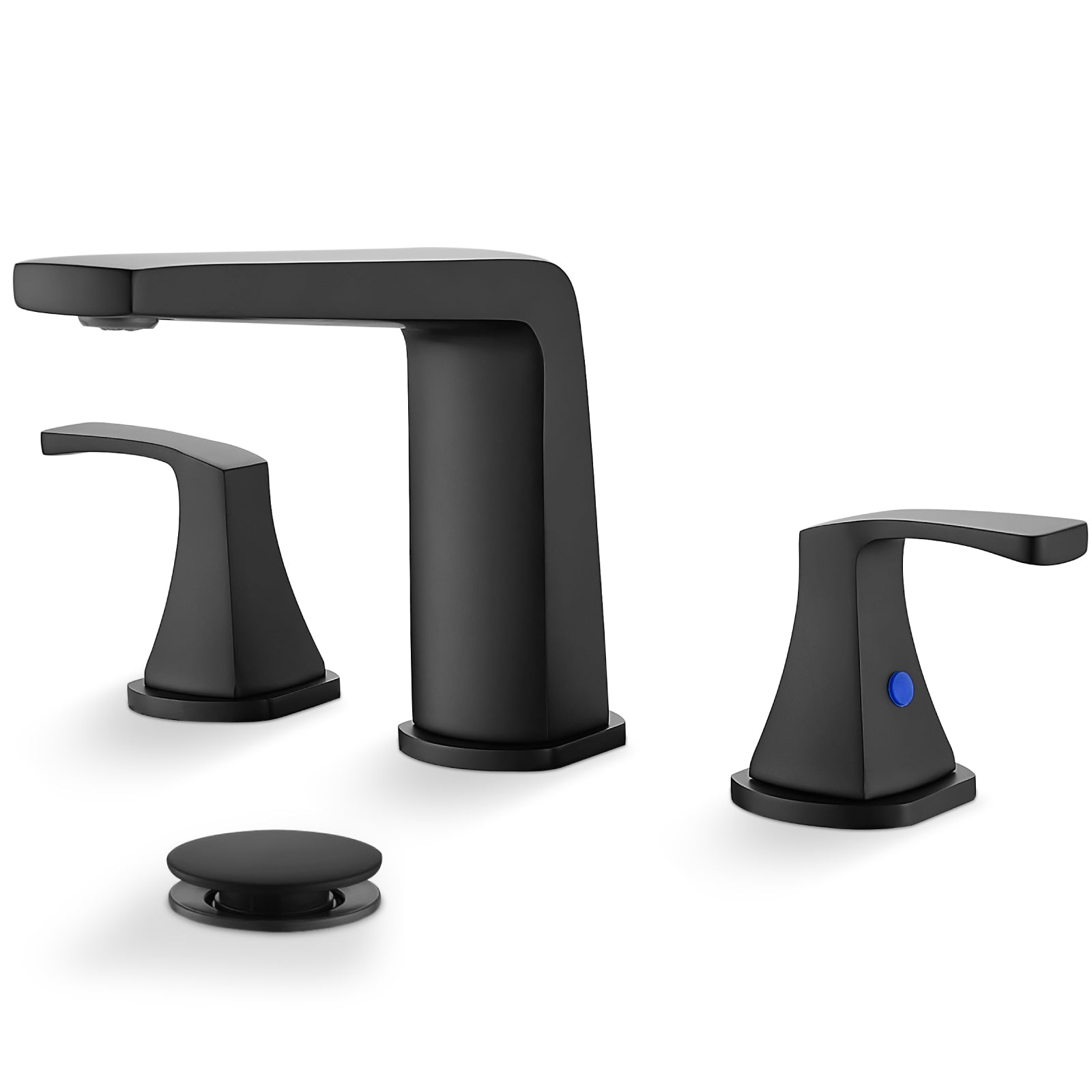 gotonovo Bathroom Sink Faucet 3 Holes 2 Handles Widespread 8 Inch Bathroom Faucet with Pop Up Drain Hot Cold Water Supply Lines Lavatory Vanity Mixer Tap, Thin Style — image 1