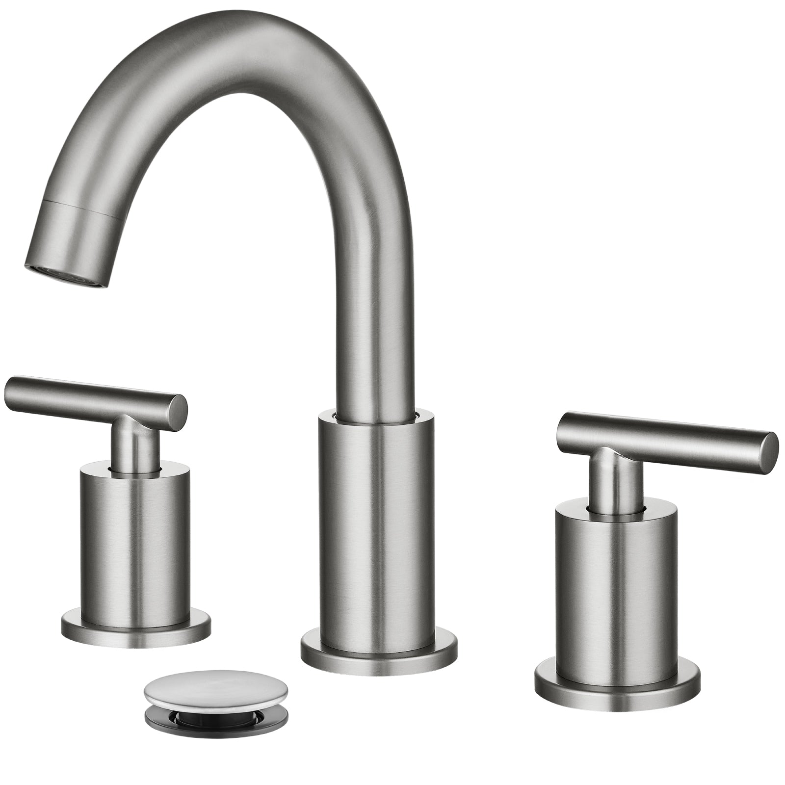 gotonovo 3 Hole 2 Handles Lavatory Basin Bathroom Sink Faucet with Pop Up Drain with Hot and Cold Mixer Valves 8 Inch Widespread Bathroom Faucet