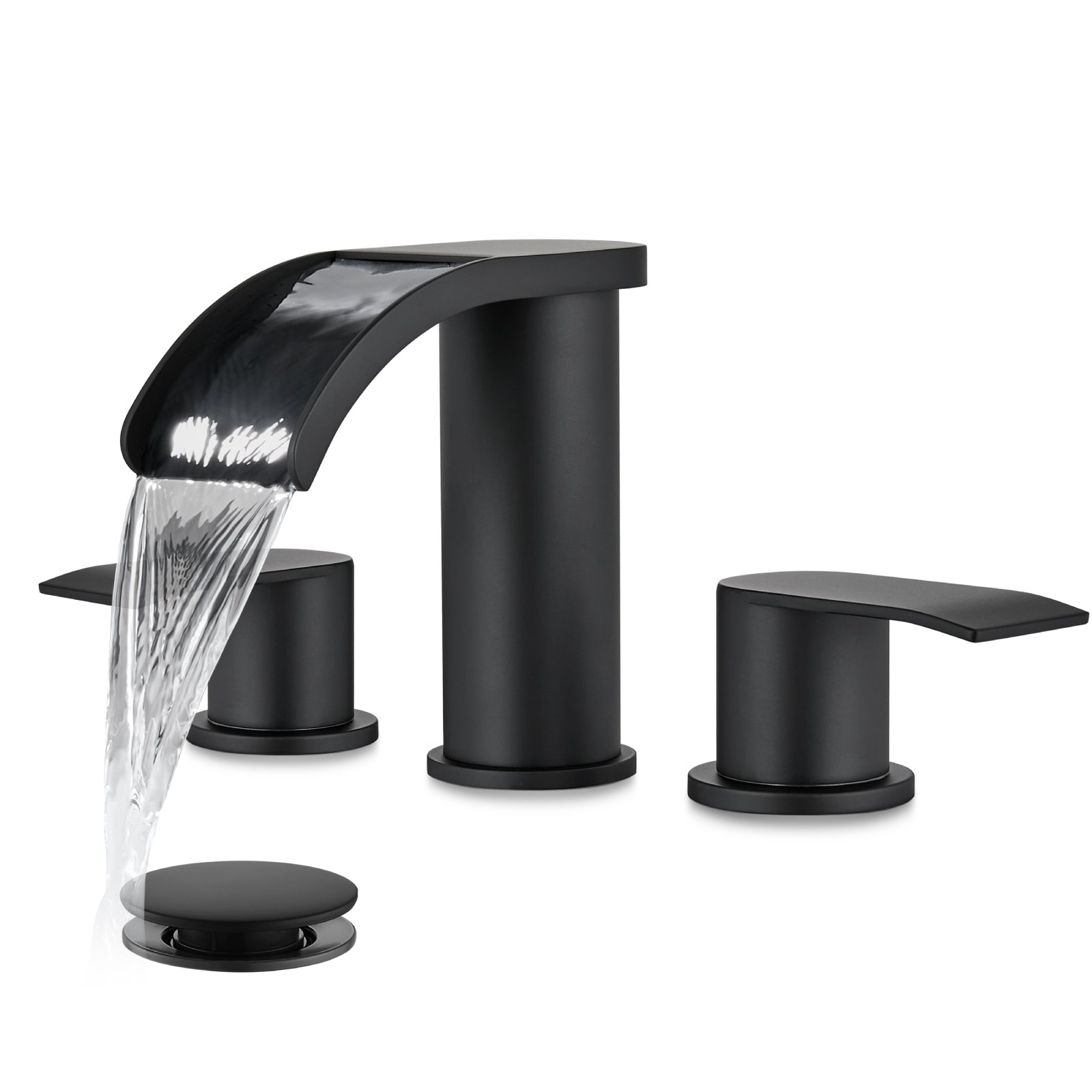 gotonovo 8 inch Waterfall Widespread Bathroom Faucet Set Bathroom Sink Faucet 3 Hole 2 Handle Vanity Lavatory Deck Mount with Pop Up Drain and Water Supply Lines — image 1
