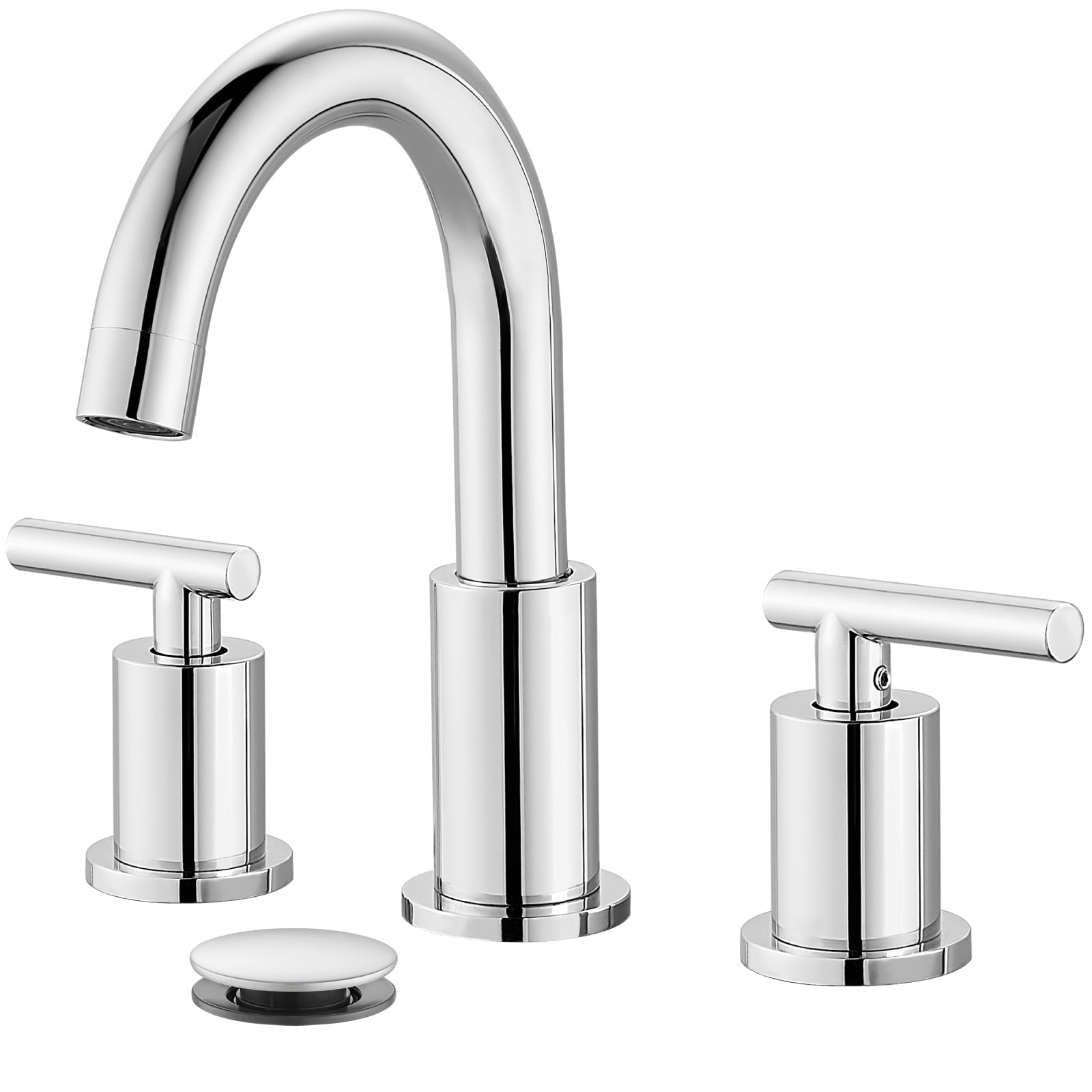 gotonovo 3 Hole 2 Handles Lavatory Basin Bathroom Sink Faucet with Pop Up Drain with Hot and Cold Mixer Valves 8 Inch Widespread Bathroom Faucet