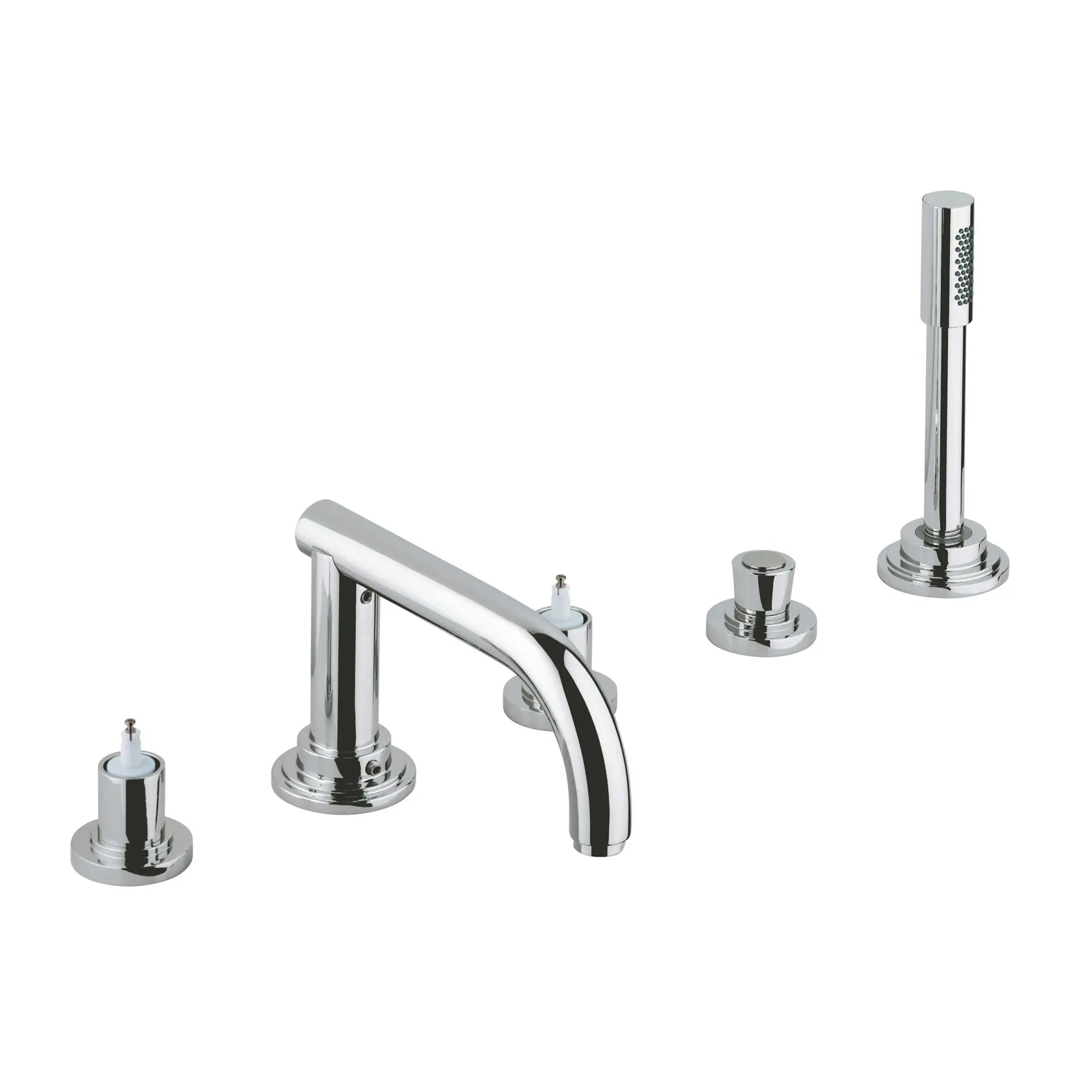 5-Hole 2-Handle Deck Mount Roman Tub Faucet with 1.75 GPM Hand Shower — thumbnail 2