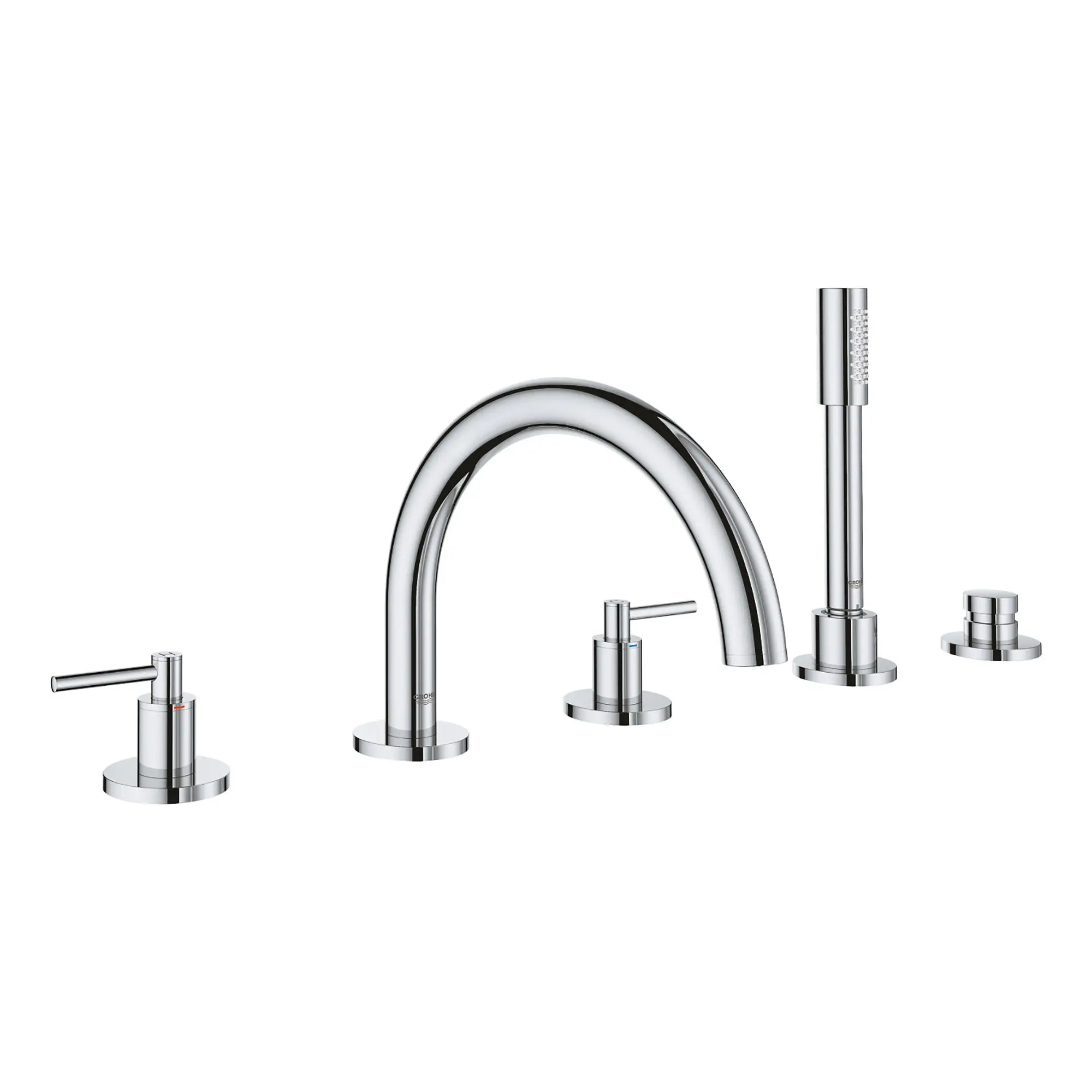 5-Hole 2-Handle Deck Mount Roman Tub Faucet with 1.75 GPM Hand Shower — thumbnail 3