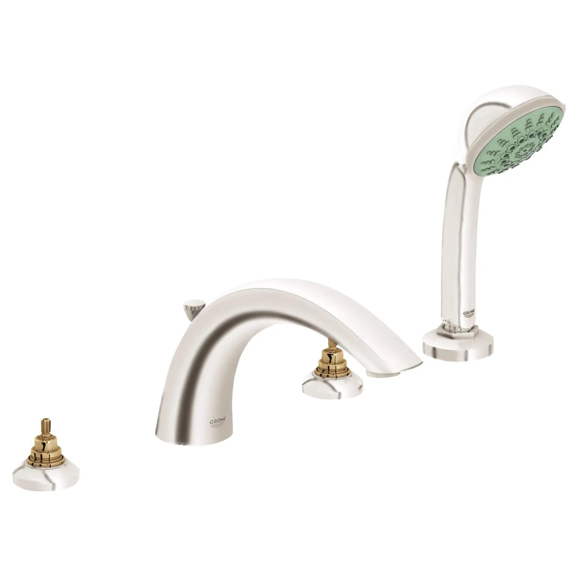 4-Hole 2-Handle Deck Mount Roman Tub Faucet with 2.5 GPM Hand Shower — thumbnail 2