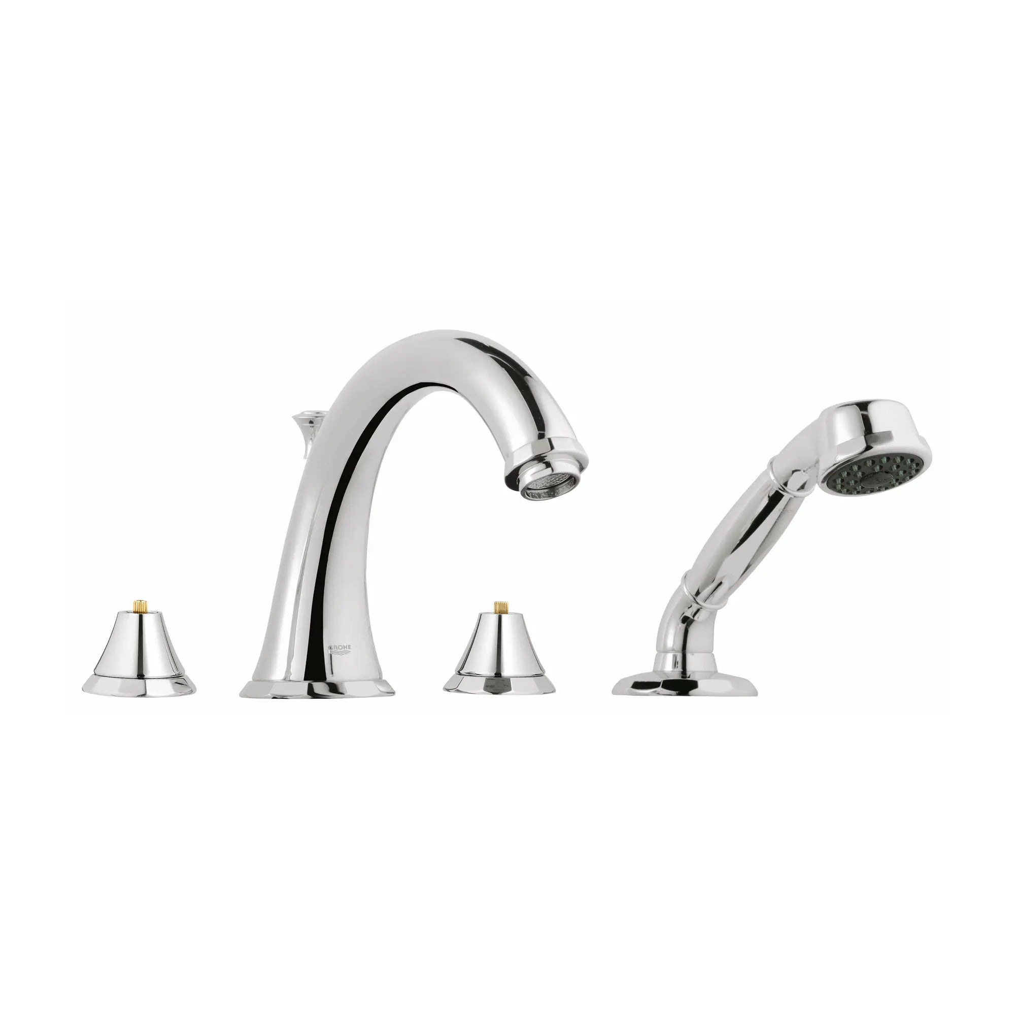 4-Hole 2-Handle Deck Mount Roman Tub Faucet with 2.5 GPM Hand Shower — image 1