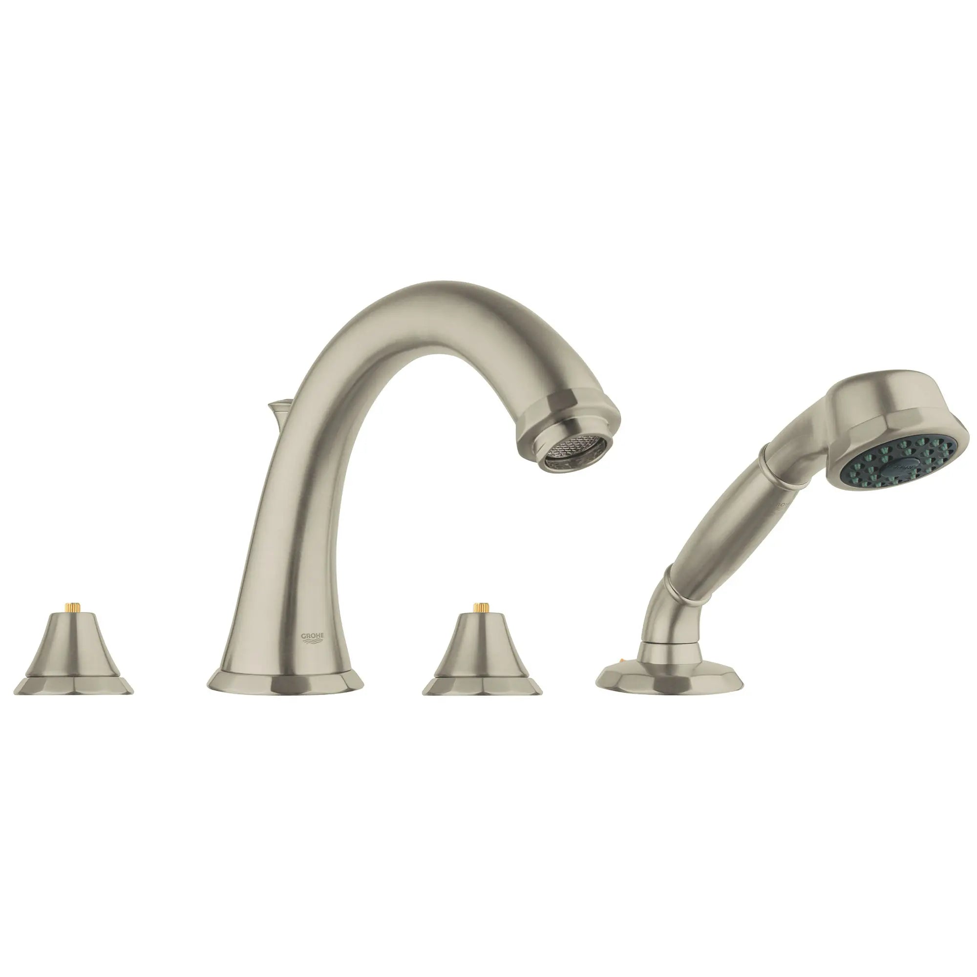 4-Hole 2-Handle Deck Mount Roman Tub Faucet with 2.5 GPM Hand Shower — thumbnail 2