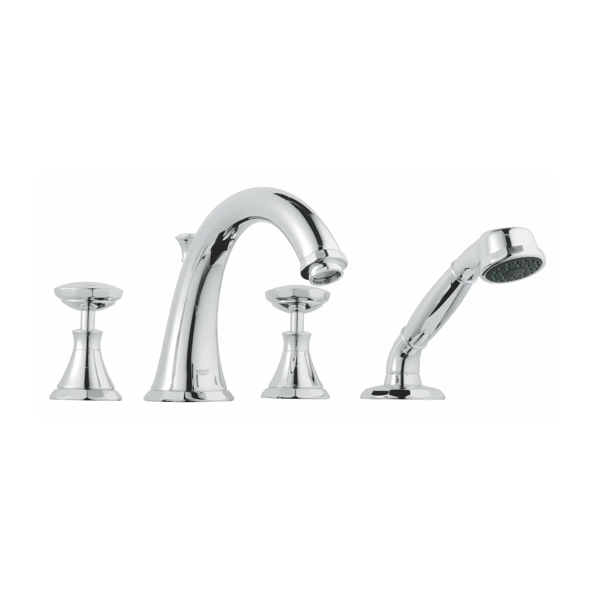 4-Hole 2-Handle Deck Mount Roman Tub Faucet with 2.5 GPM Hand Shower — thumbnail 3