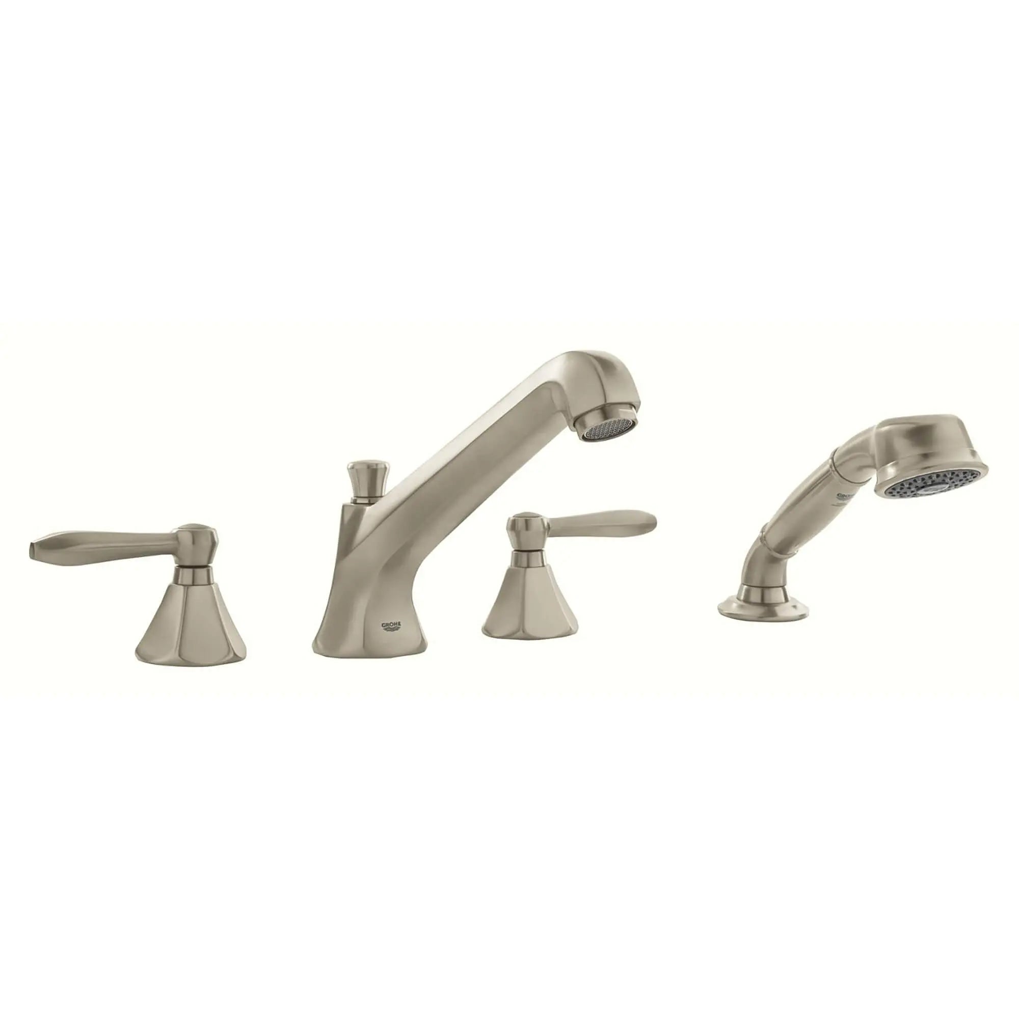 4-Hole 2-Handle Deck Mount Roman Tub Faucet with 2.5 GPM Hand Shower — image 1