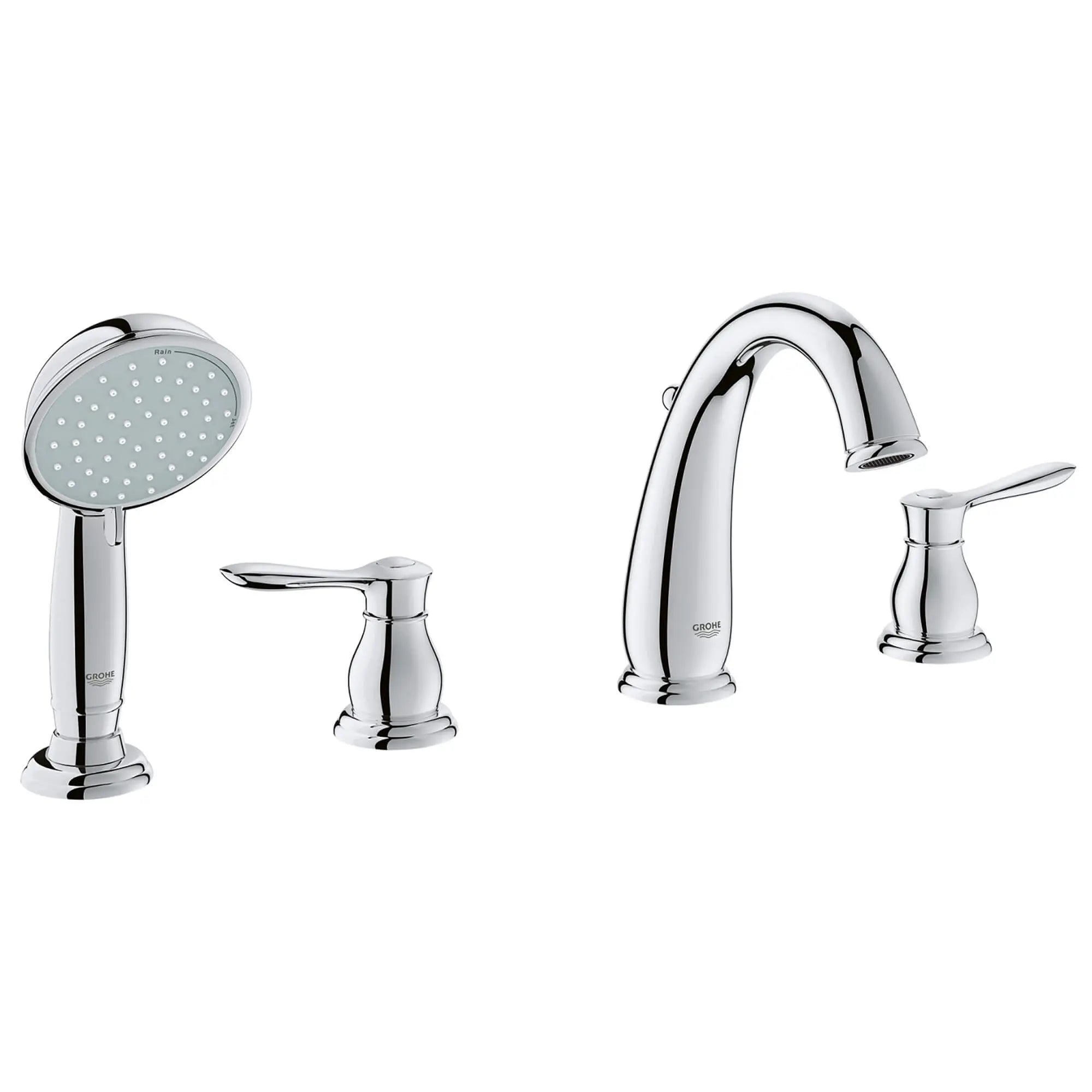 4-Hole Single-Handle Deck Mount Roman Tub Faucet with 2.0 GPM Hand Shower