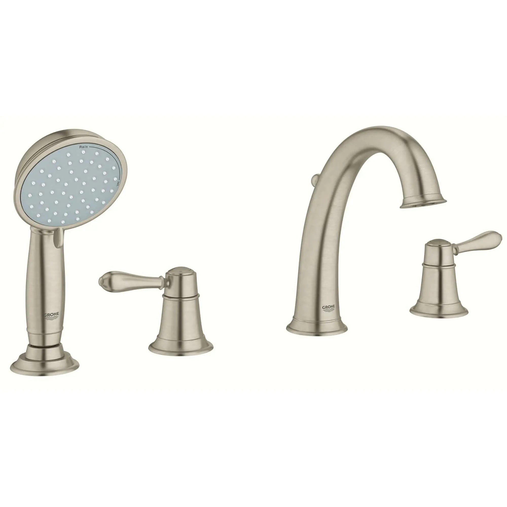 4-Hole 2-Handle Deck Mount Roman Tub Faucet with 2.0 GPM Hand Shower — thumbnail 2