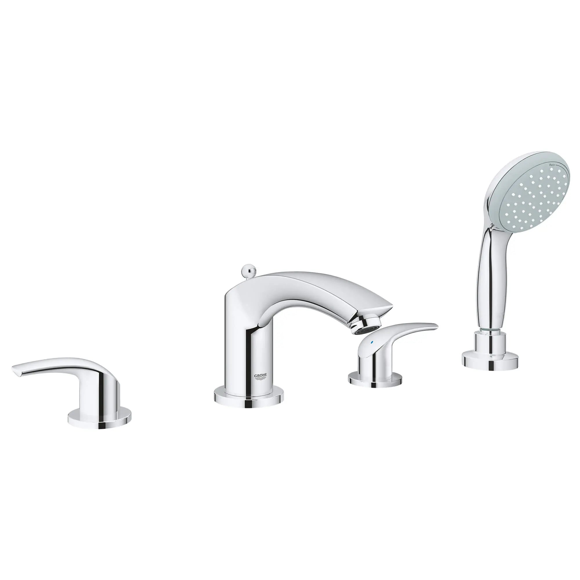4-Hole 2-Handle Deck Mount Roman Tub Faucet with 1.75 GPM Hand Shower — image 1