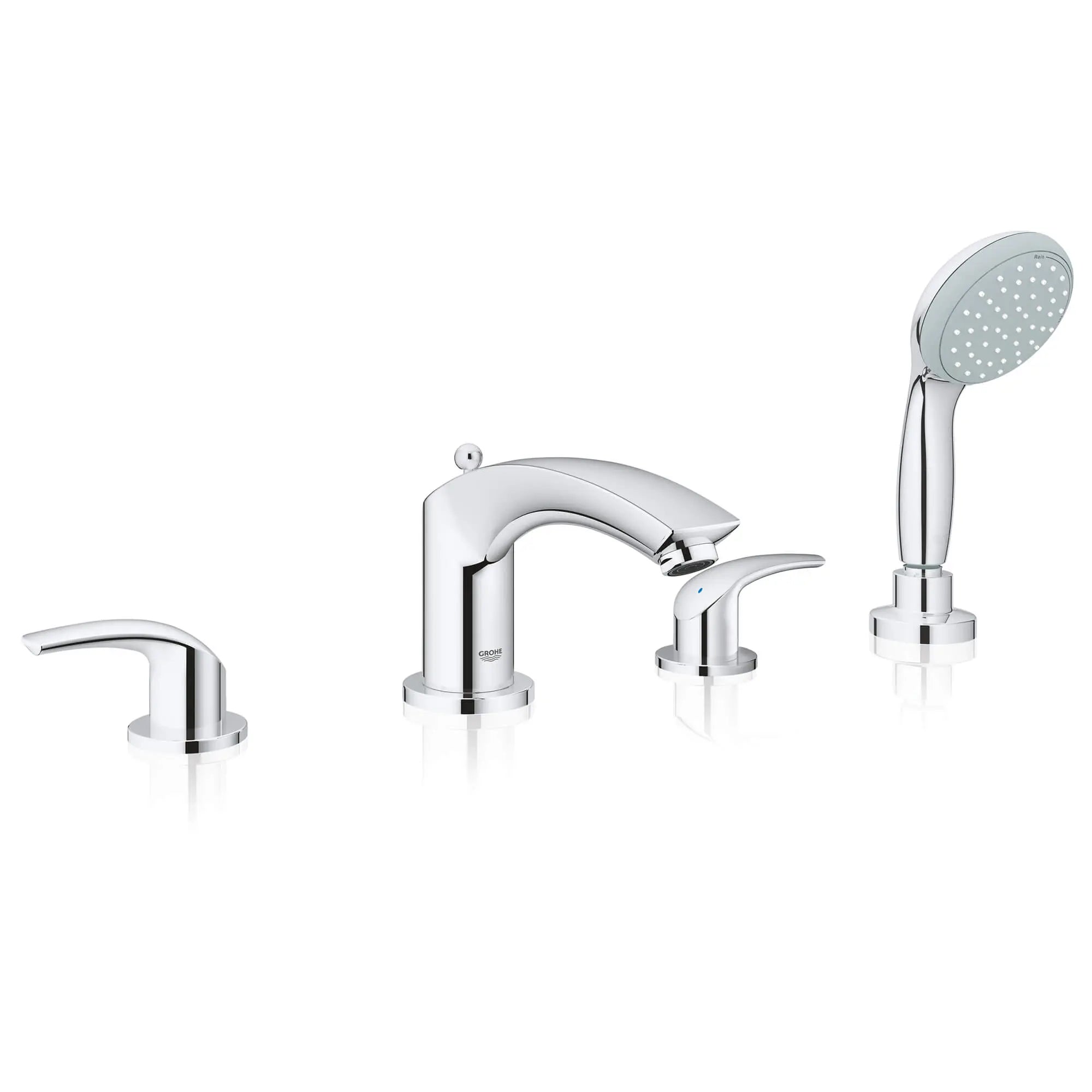 4-Hole 2-Handle Deck Mount Roman Tub Faucet with 1.75 GPM Hand Shower — thumbnail 3