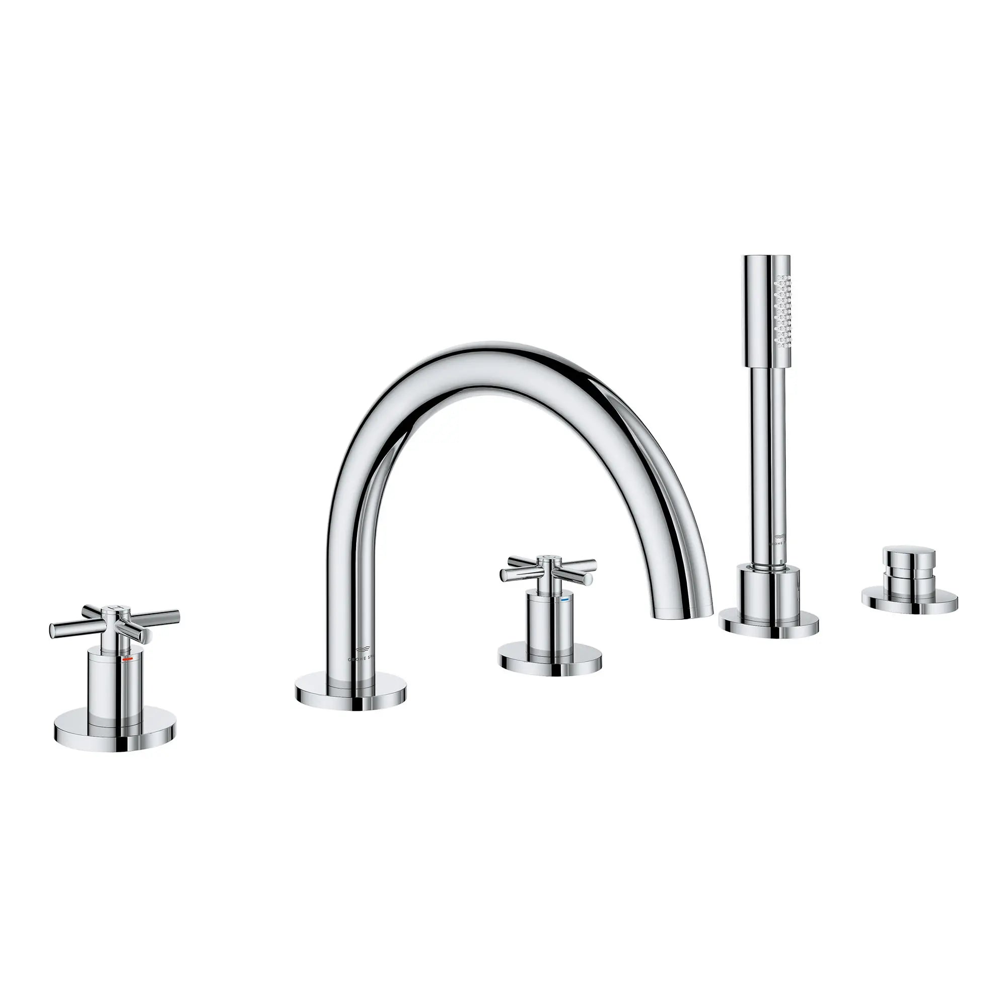 Atrio 5-Hole 2-Handle Deck Mount Roman Tub Faucet without Handles with 1.75 GPM Hand Shower — image 1