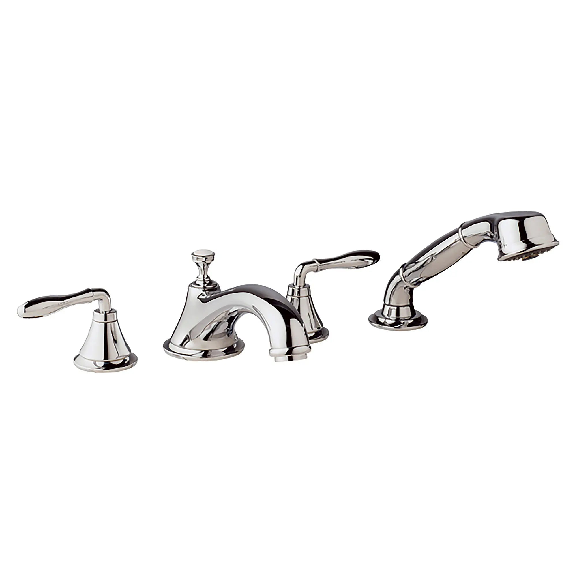 4-Hole 2-Handle Deck Mount Roman Tub Faucet with 2.5 GPM Hand Shower — image 1