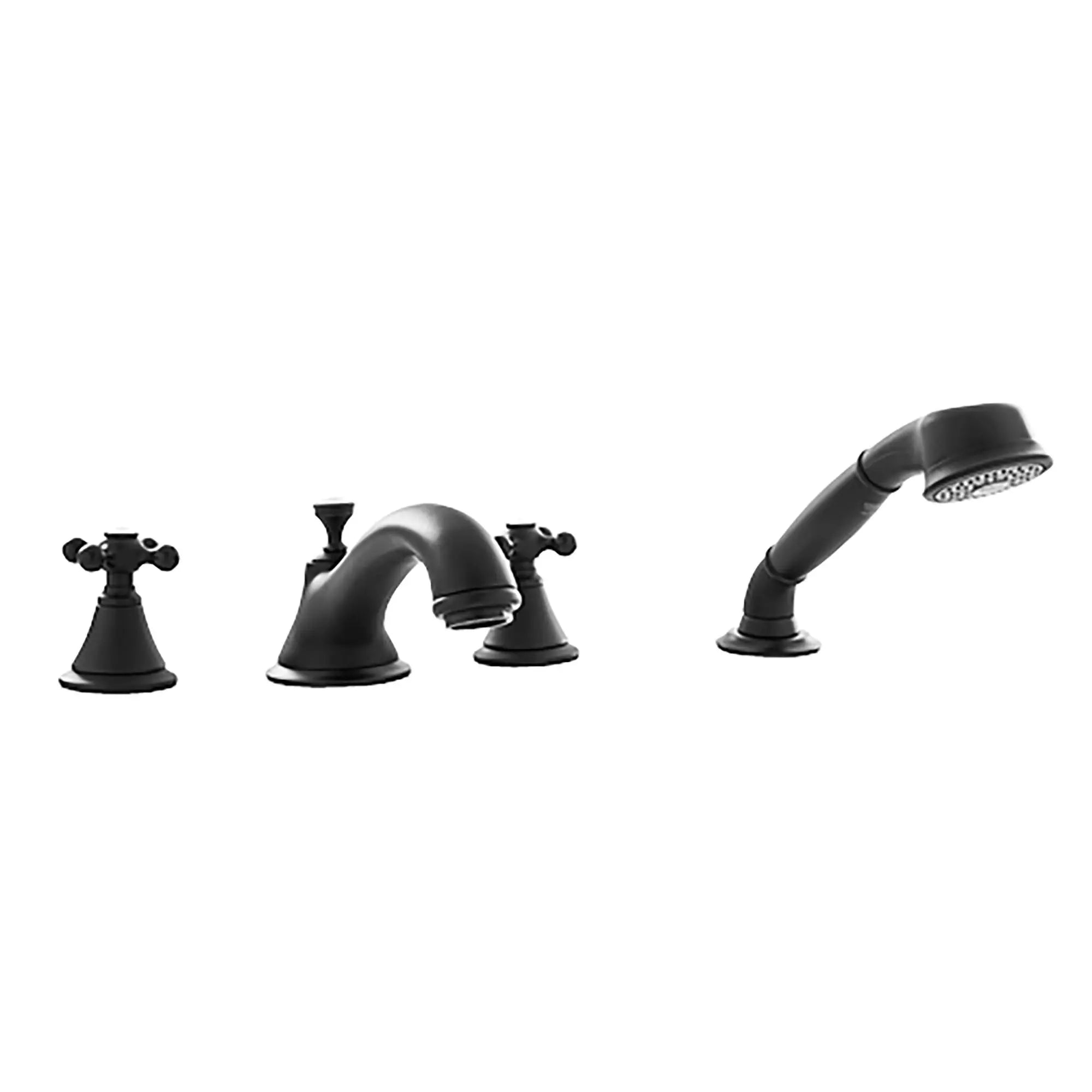 4-Hole 2-Handle Deck Mount Roman Tub Faucet with 2.5 GPM Hand Shower — thumbnail 3