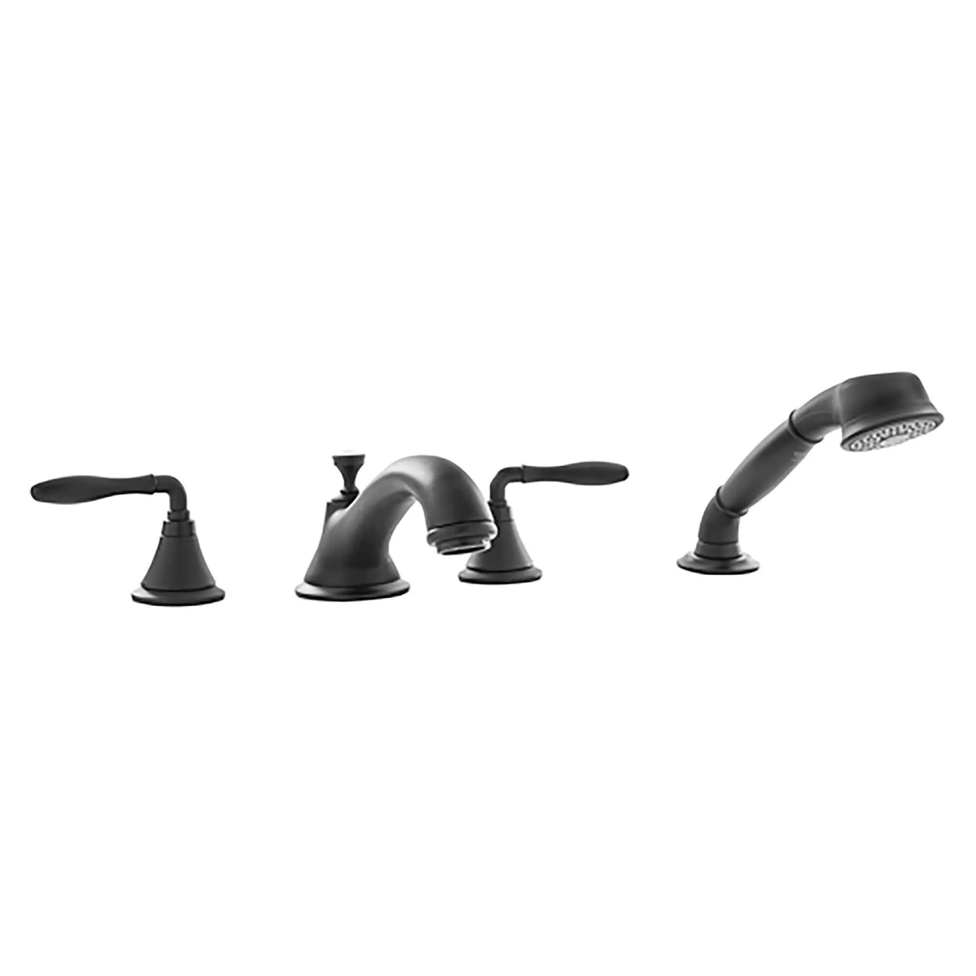 4-Hole 2-Handle Deck Mount Roman Tub Faucet with 2.5 GPM Hand Shower — thumbnail 2