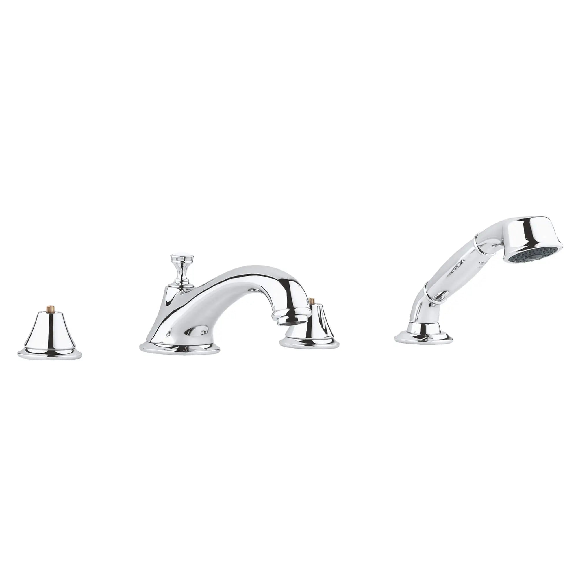 4-Hole 2-Handle Deck Mount Roman Tub Faucet with 1.75 GPM Hand Shower — thumbnail 3