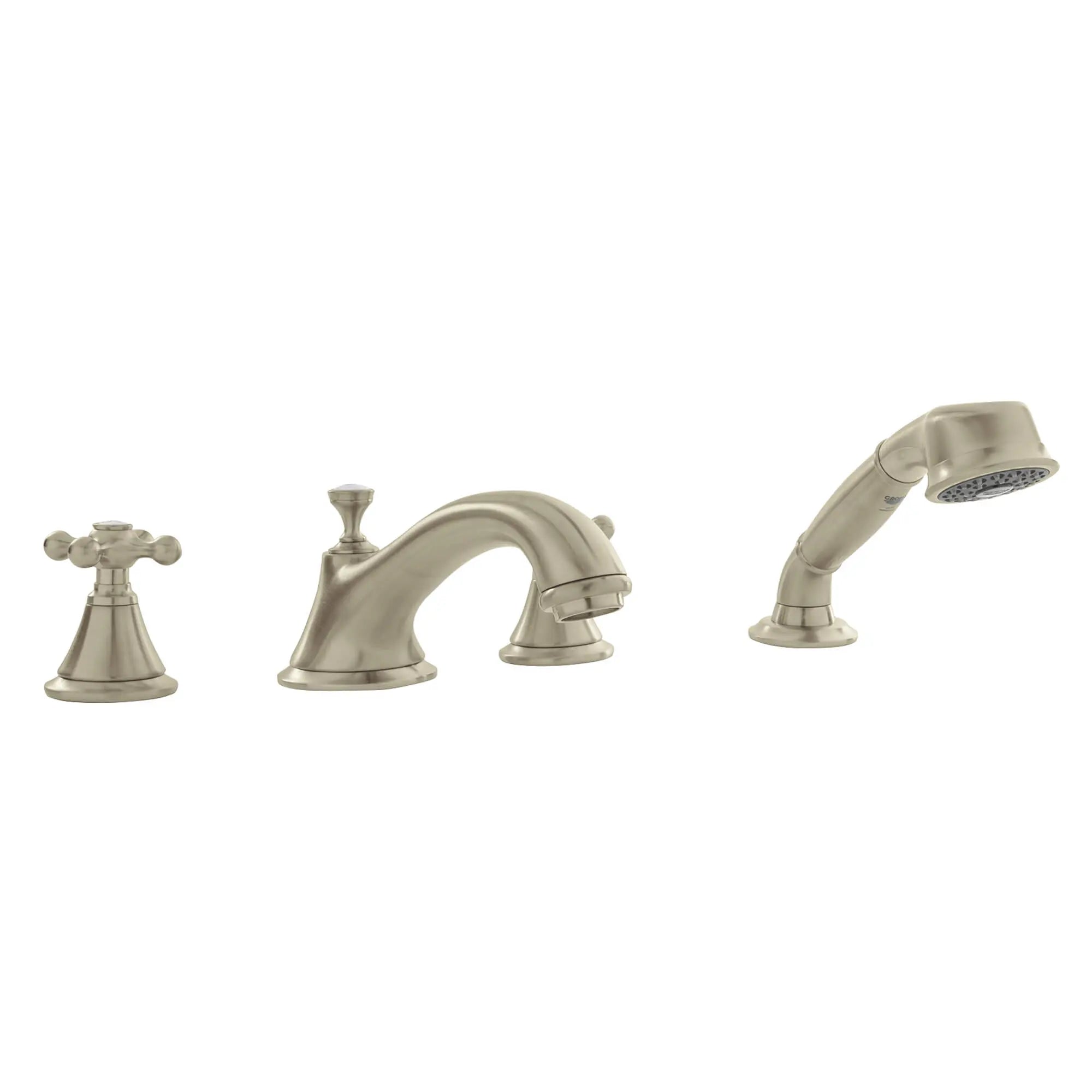 4-Hole 2-Handle Deck Mount Roman Tub Faucet with 1.75 GPM Hand Shower