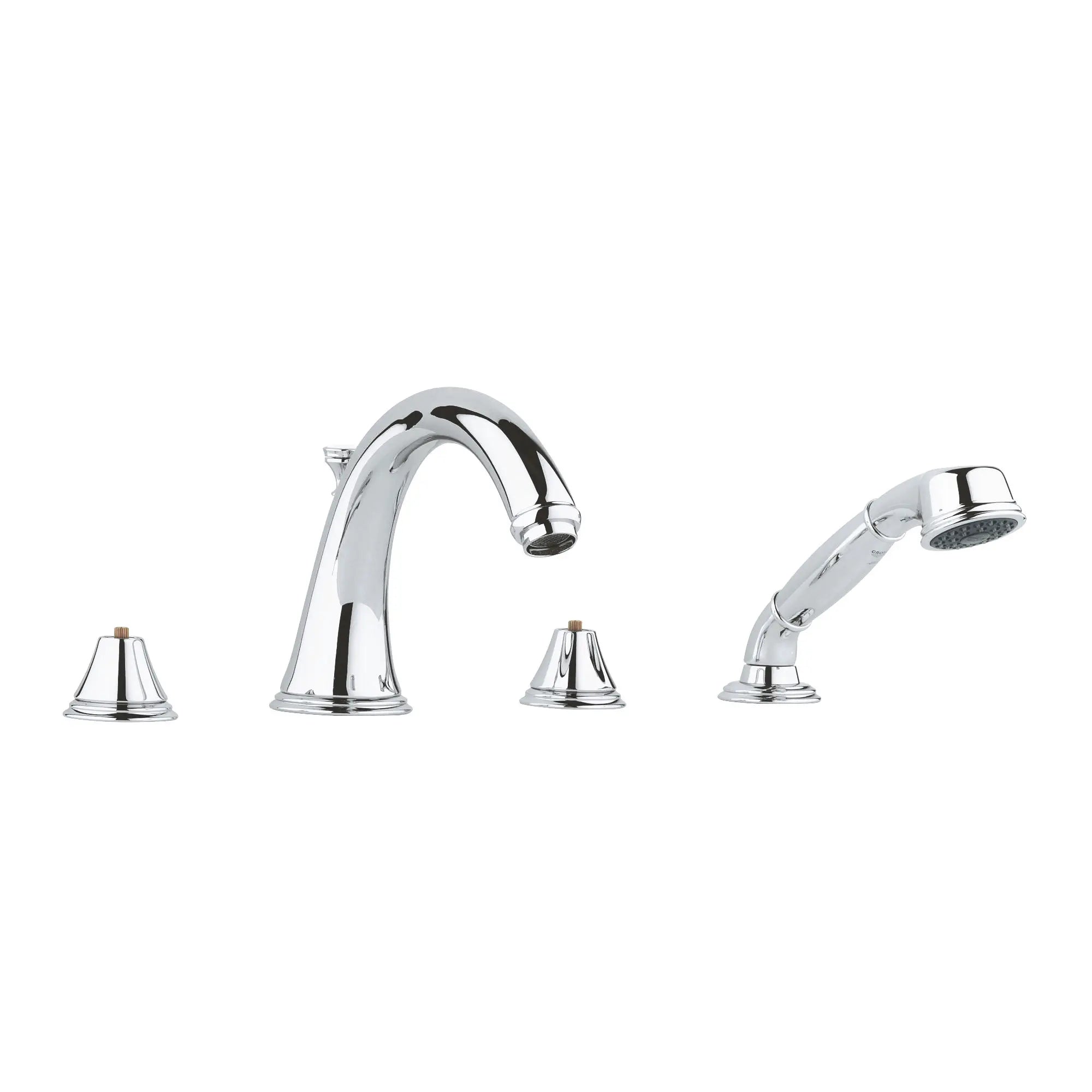 4-Hole 2-Handle Deck Mount Roman Tub Faucet with 1.75 GPM Hand Shower