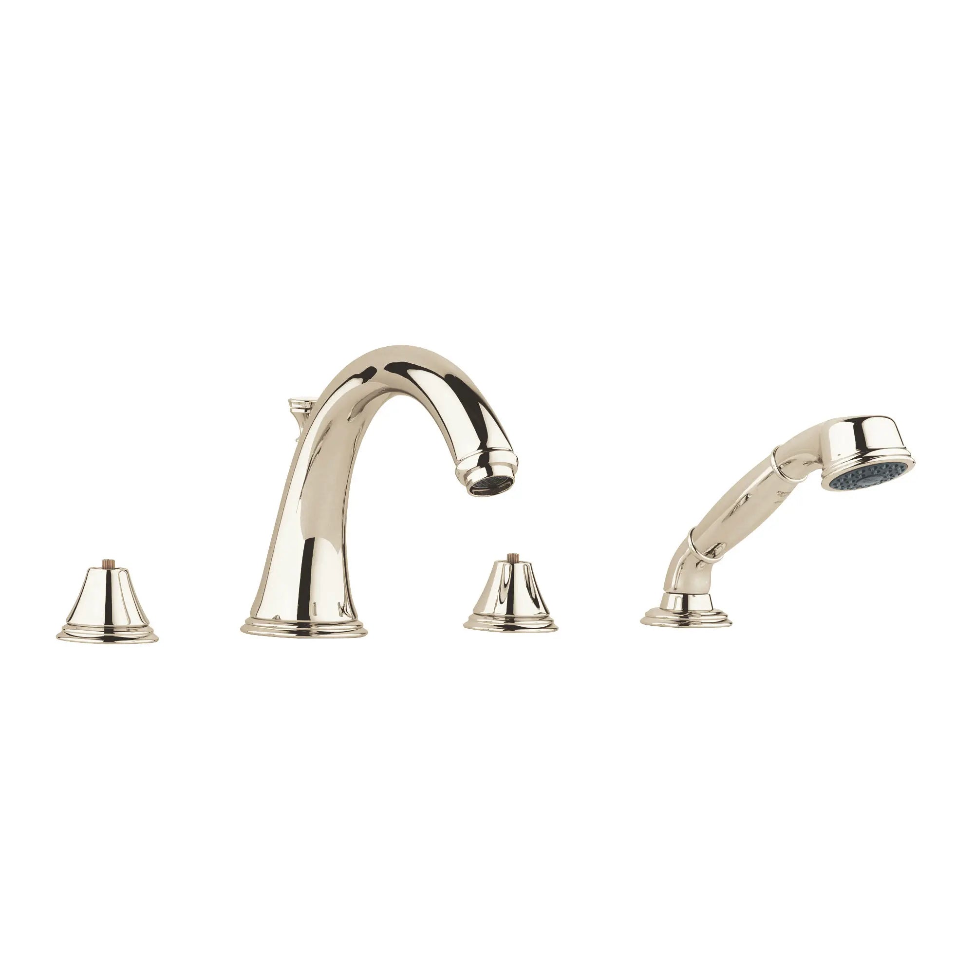 4-Hole 2-Handle Deck Mount Roman Tub Faucet with 1.75 GPM Hand Shower