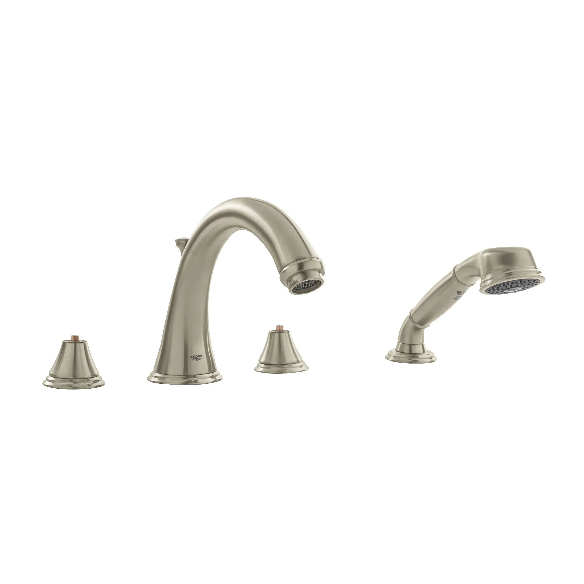 4-Hole 2-Handle Deck Mount Roman Tub Faucet with 1.75 GPM Hand Shower — image 1