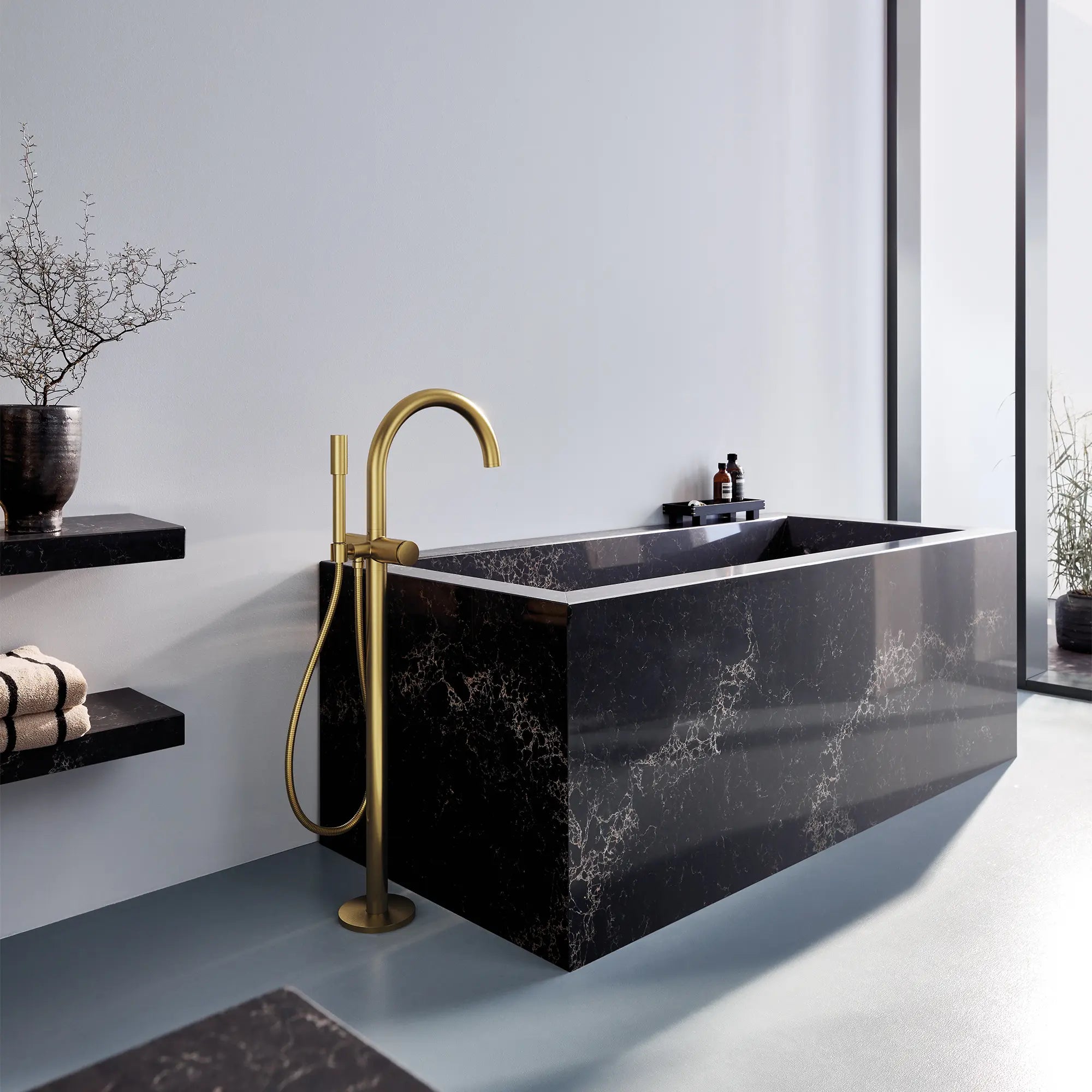 Single-Handle Freestanding Tub Faucet with 1.75 GPM Hand Shower — thumbnail 3