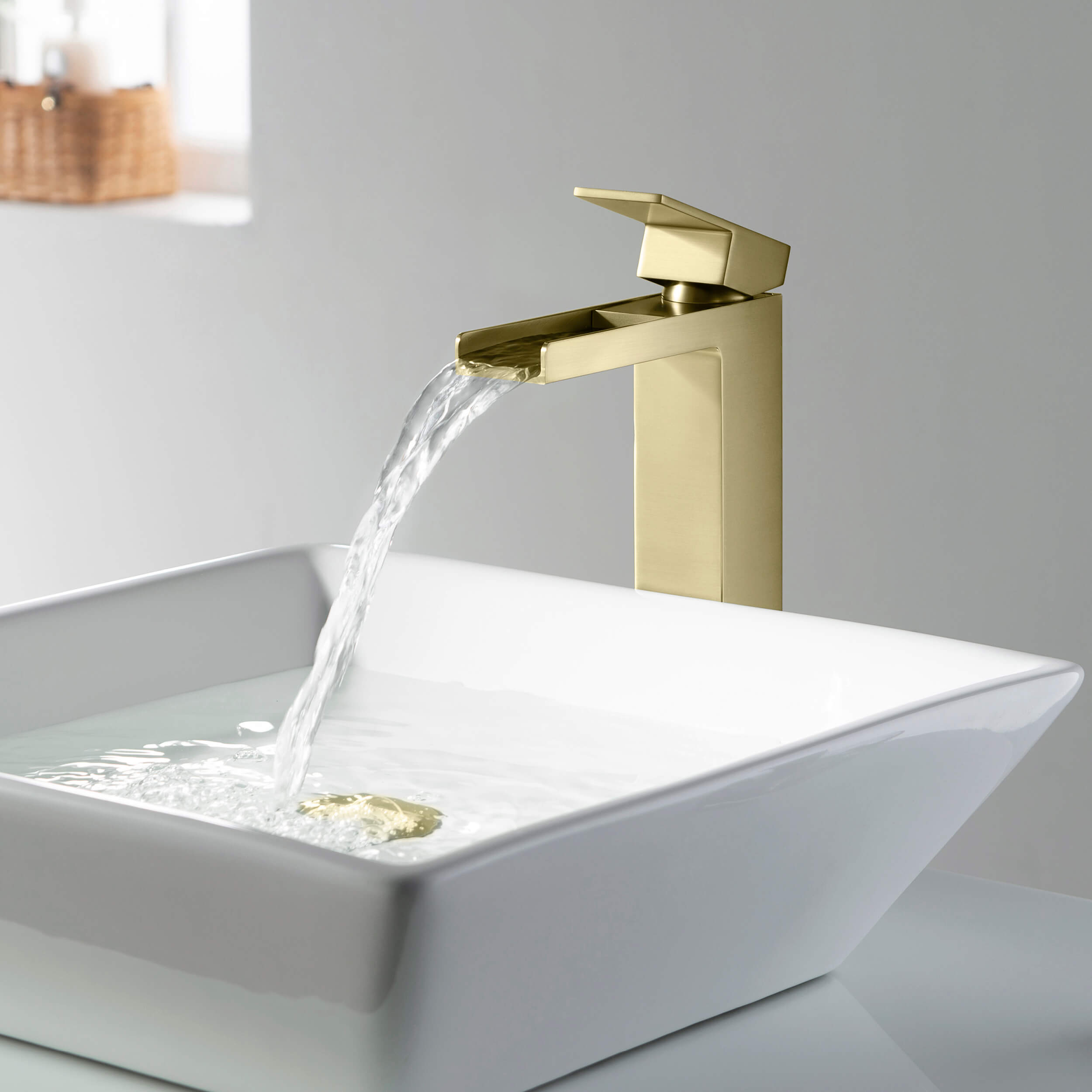 KIBI Waterfall Brass Single Handle Bathroom Vessel Sink Faucet - C-KBF1005-KPW101 — thumbnail 3