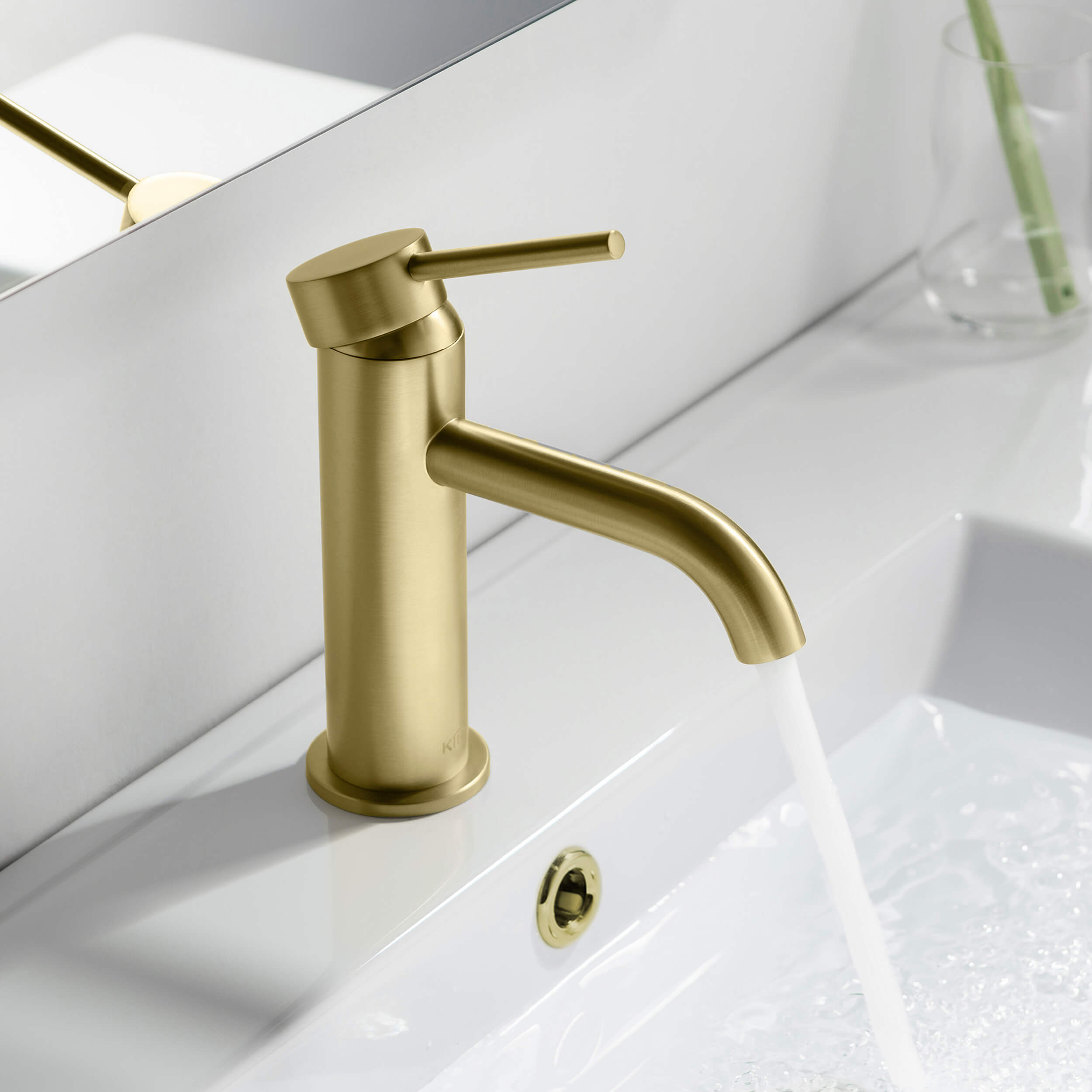 KIBI Circular Brass Single Handle Bathroom Vanity Sink Faucet - C-KBF1008-KPW100 — thumbnail 2