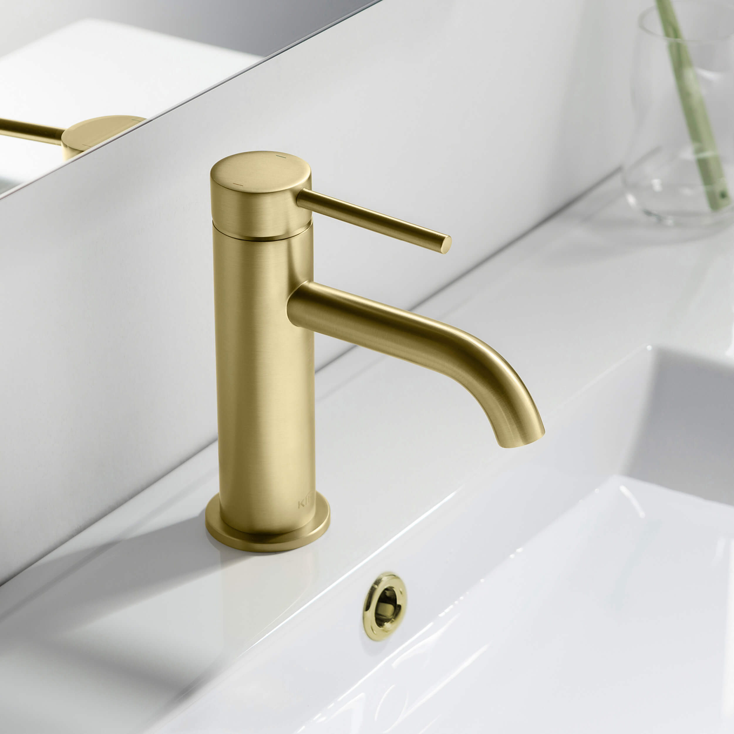 KIBI Circular Brass Single Handle Bathroom Vanity Sink Faucet - C-KBF1008-KPW100 — thumbnail 3
