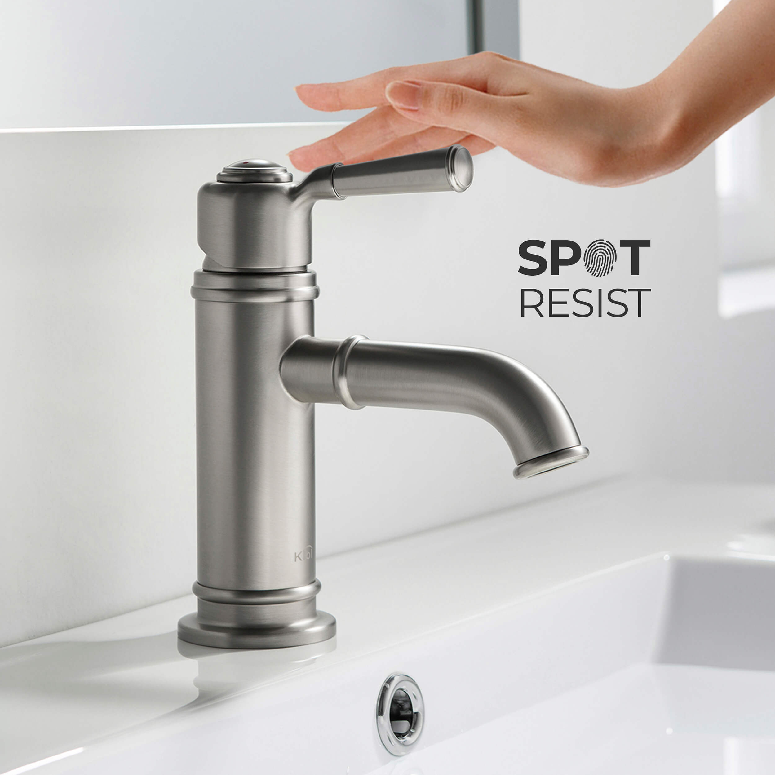 Victorian Single Handle Bathroom Vanity Sink Faucet with Pop Up Drain C-KBF1012-KPW100 — thumbnail 3