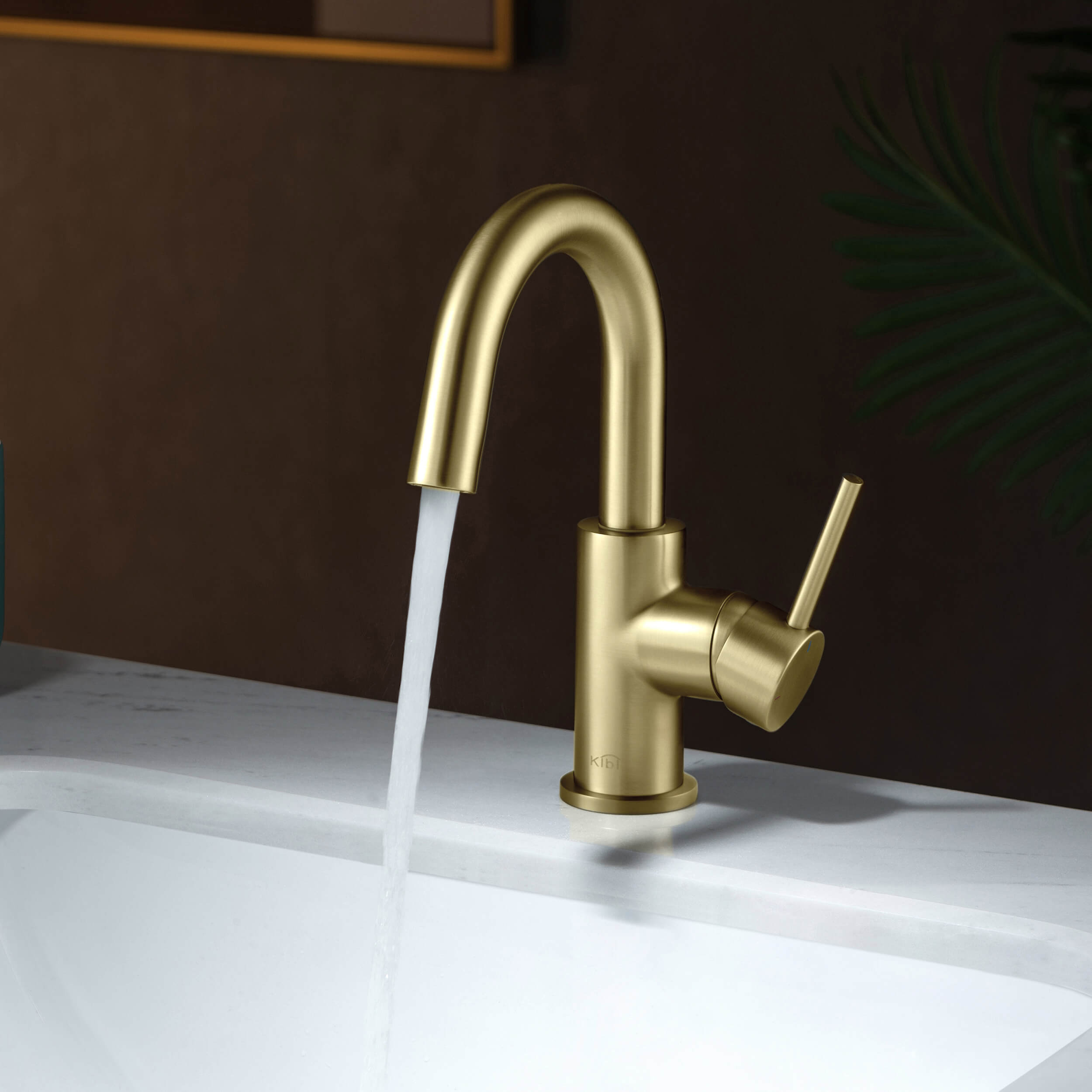 Circular Single Handle High-Arc Bathroom Vanity Sink Faucet C-KBF1021-KPW100 — thumbnail 3