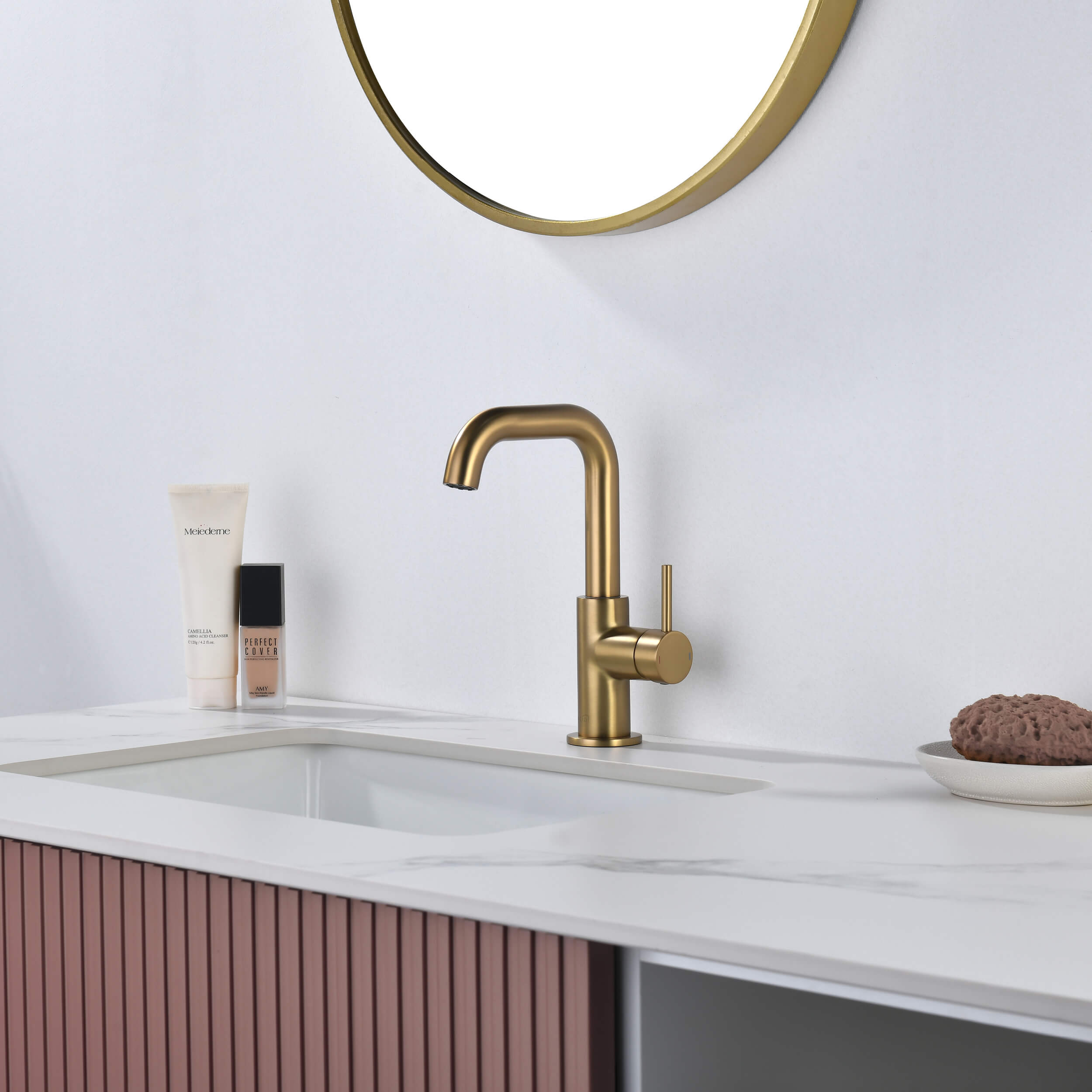 Macon Single Handle High-Arc Bathroom Vanity Sink Faucet - C-KBF1028 — thumbnail 3