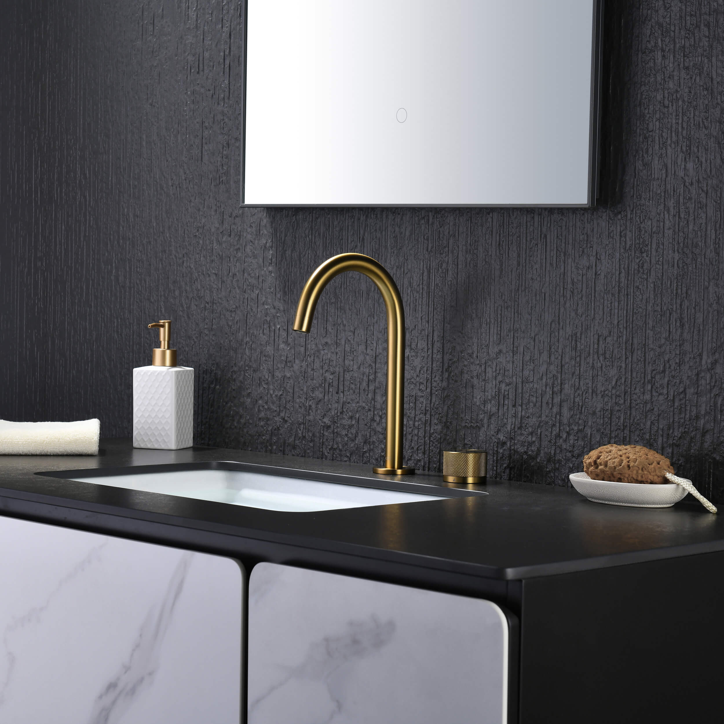 Circular X One Handle Two Holes Bathroom Vanity Sink Faucet with Drain Assembly - C-KBF1027 — thumbnail 2