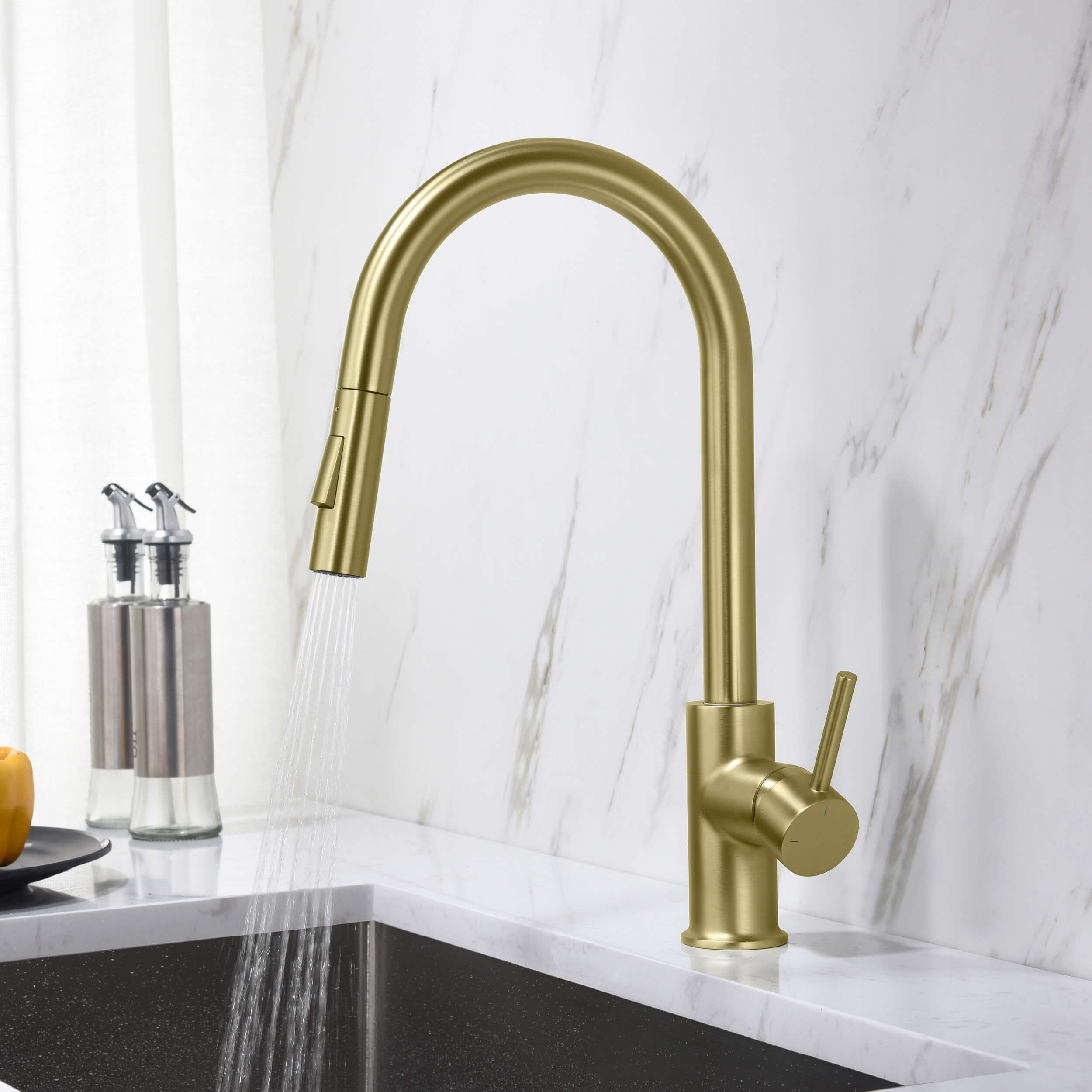 Circular Single Handle Pull Down Kitchen Faucet - KKF2013 — thumbnail 3