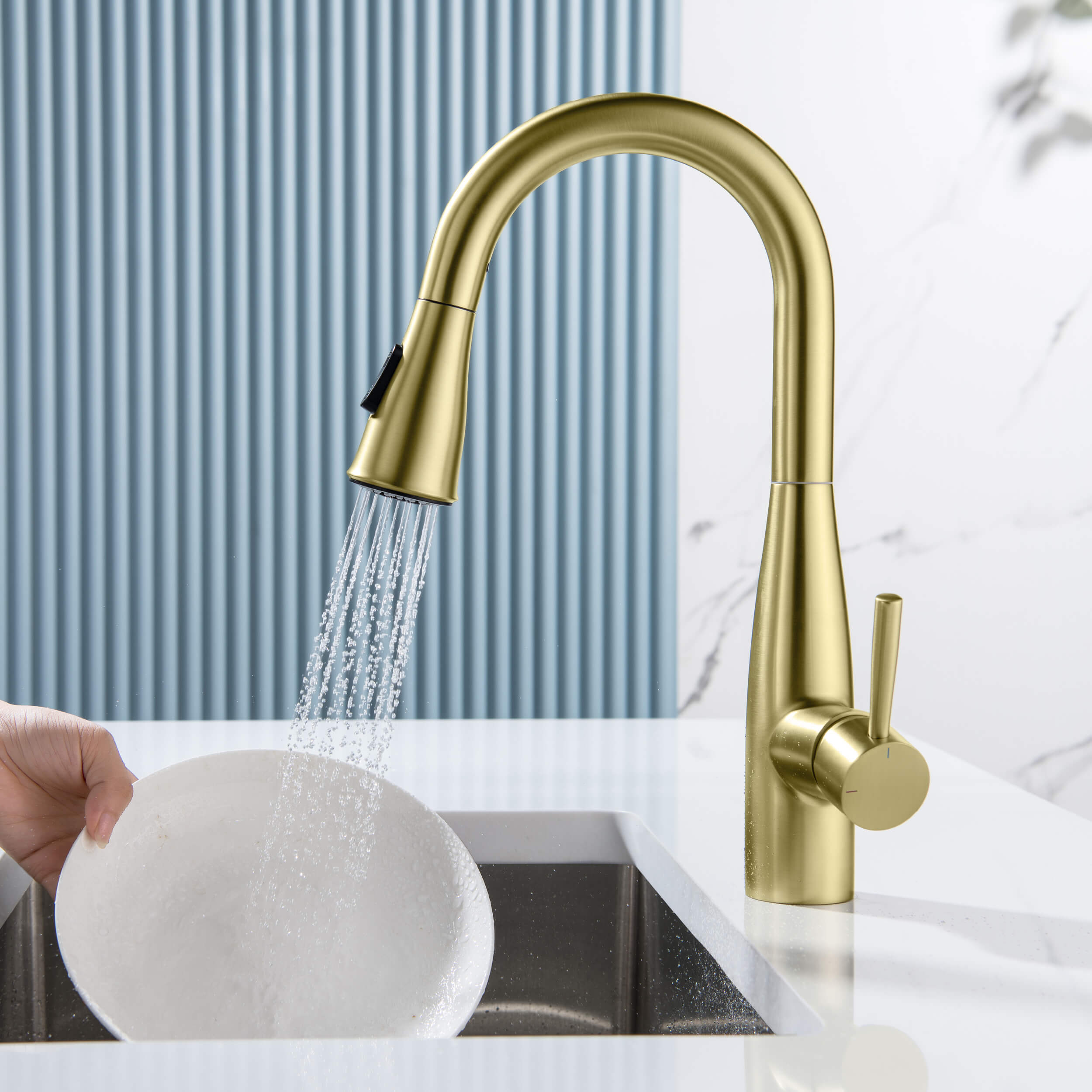 Bari Single Handle Pull Down Kitchen & Bar Sink Faucet - KKF2015 — thumbnail 3