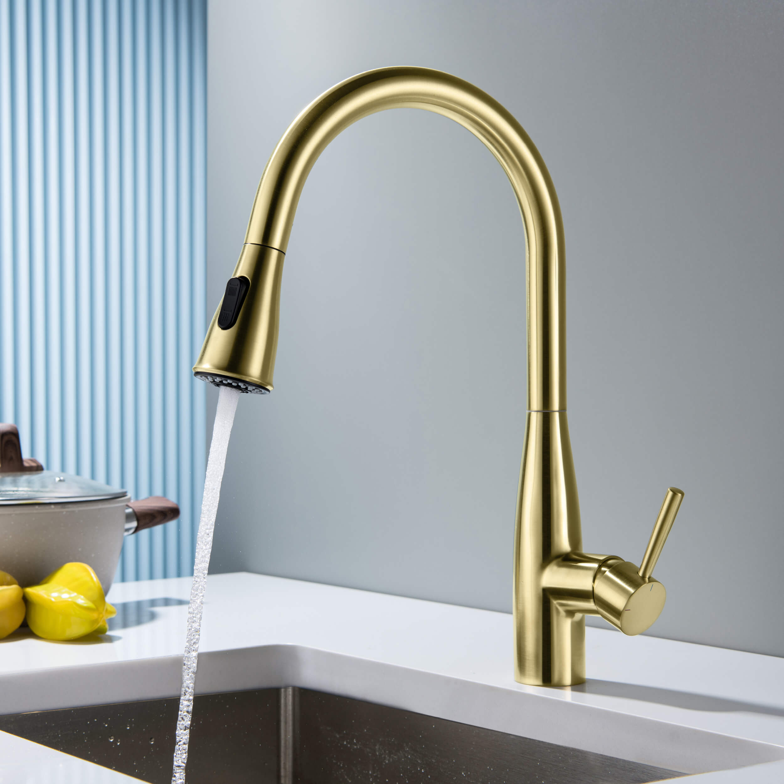 Bari-T Single Handle Pull Down Kitchen Sink Faucet - KKF2016 — thumbnail 2