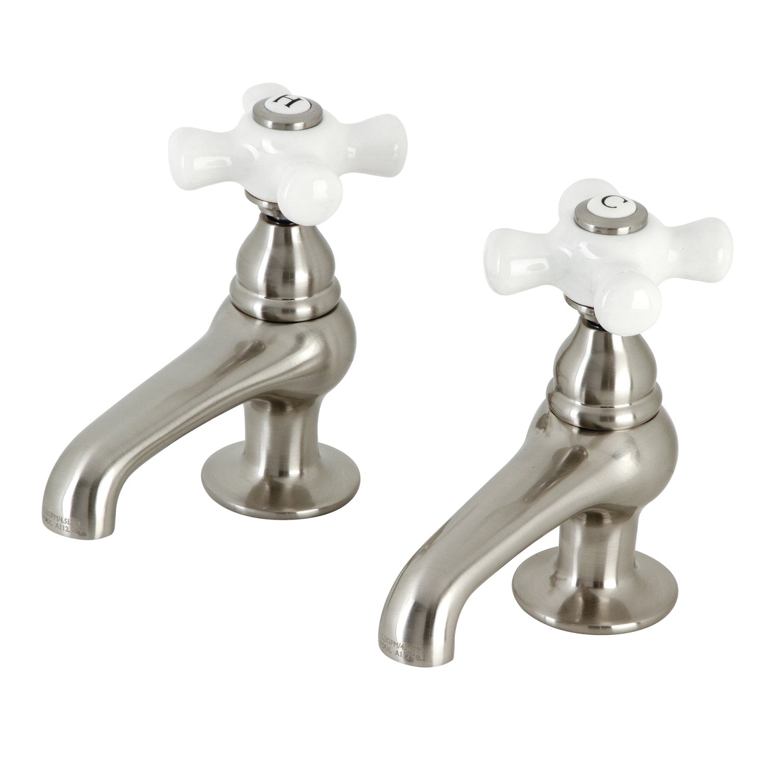 Kingston Heirloom CC9L8 - Vintage Two-Handle Deck Mount Basin Tap Faucet, Brushed Nickel