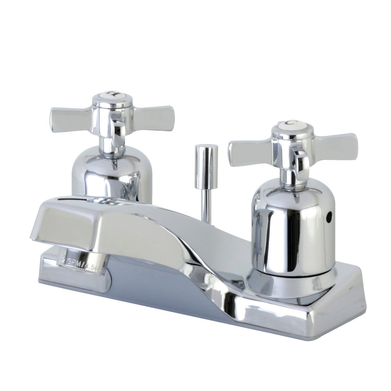 Kingston Millennium FB201ZX Double-Handle 3-Hole Deck Mount 4-Inch Centerset Bathroom Faucet with ABS Pop-Up Drain, Polished Chrome