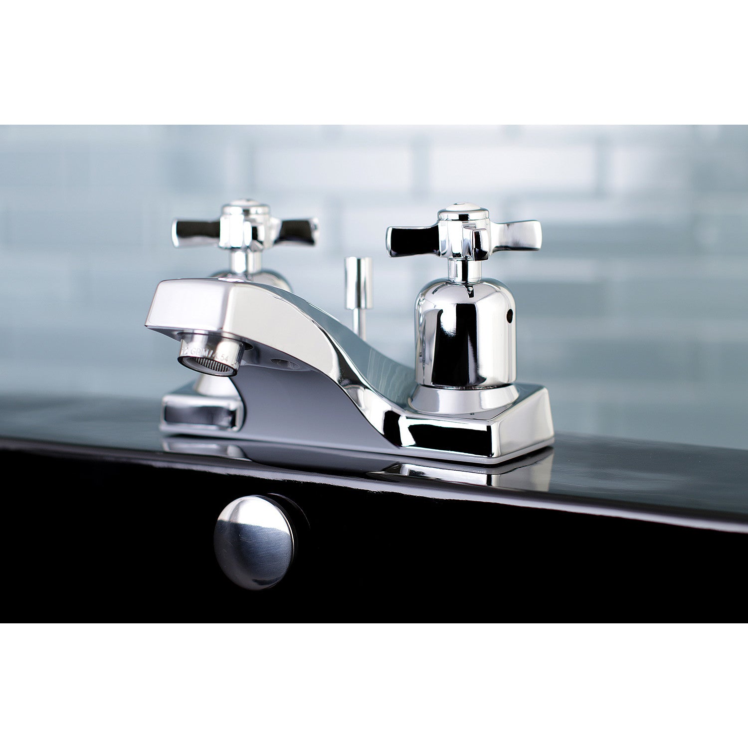 Kingston Millennium FB201ZX Double-Handle 3-Hole Deck Mount 4-Inch Centerset Bathroom Faucet with ABS Pop-Up Drain, Polished Chrome — thumbnail 2